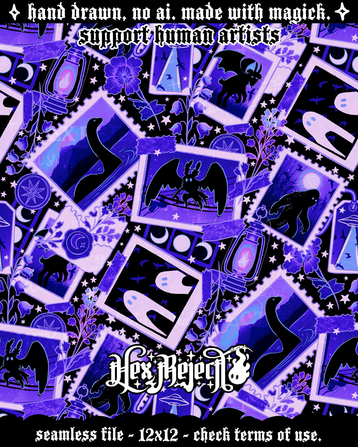 Day Sixteen - Cryptid Collage : Hextober - Seamless file