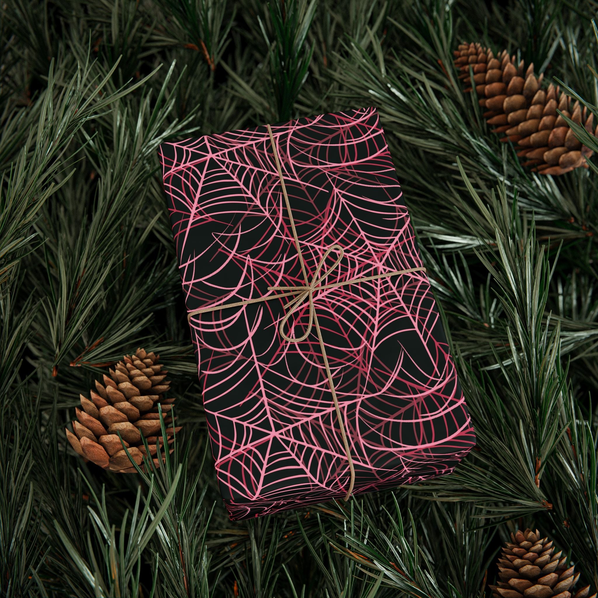 Pink Spiderwebs Wrapping Paper, Gift Wrap for Any Occasion, Unique Gift Packaging, Eco-Friendly, Holiday Wrapping, Birthday Celebration