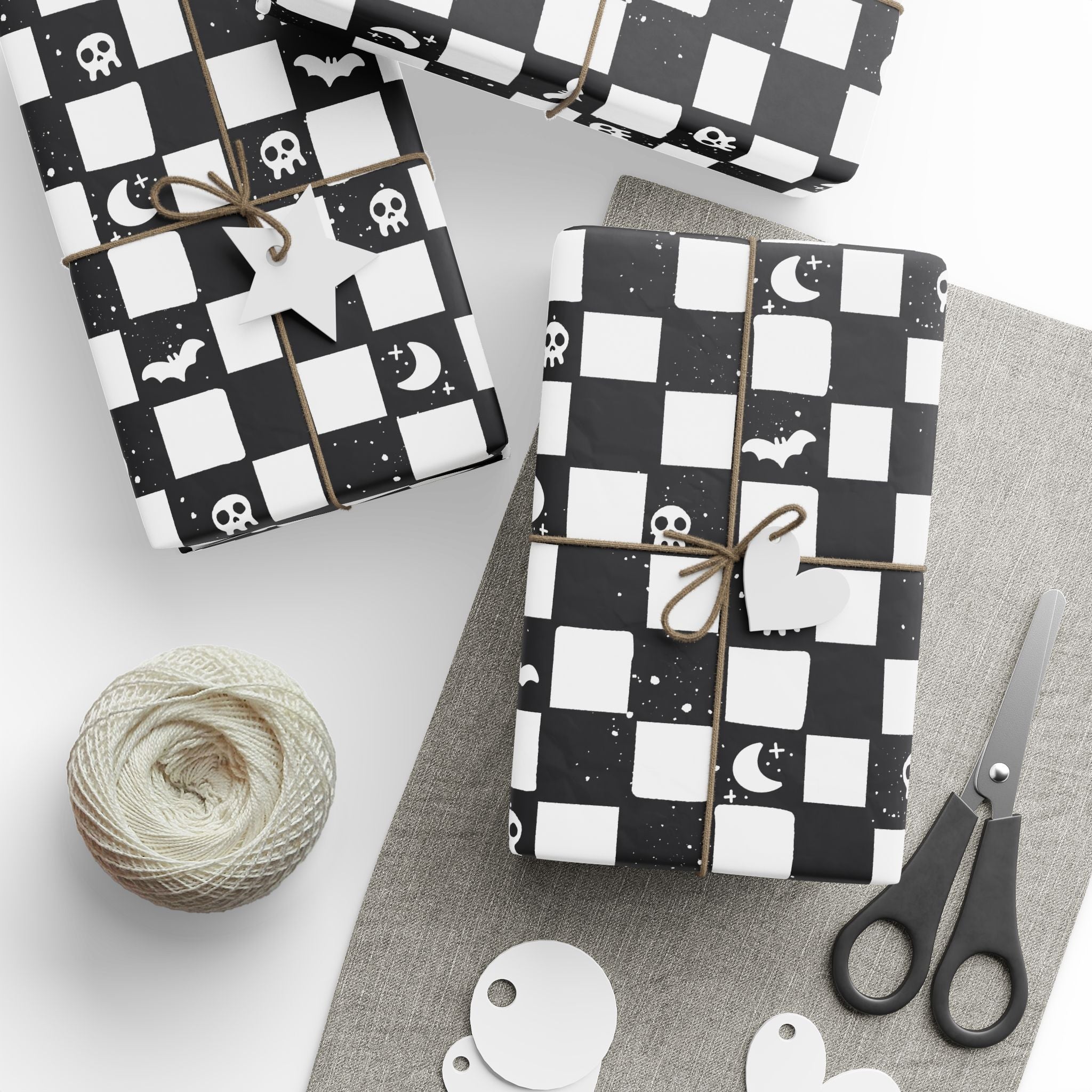 Goth Checkers Wrapping Paper, Gift Wrap for Any Occasion, Unique Gift Packaging, Eco-Friendly, Holiday Wrapping, Birthday Celebration