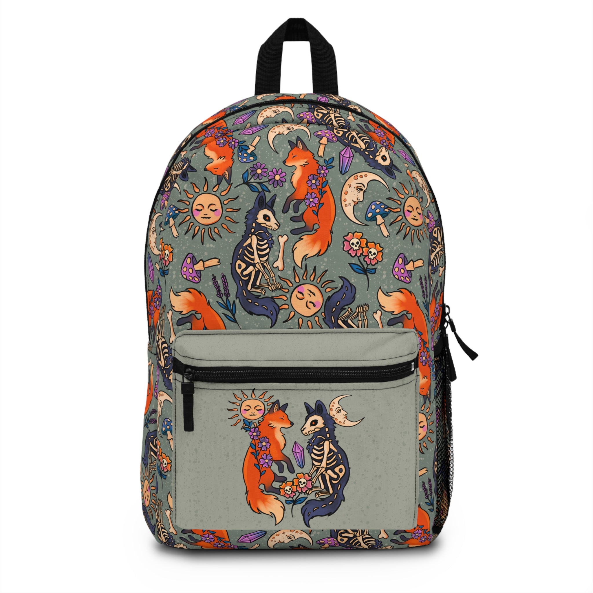 Mystic Fox & Moon Backpack — Boho Celestial Woodland Print