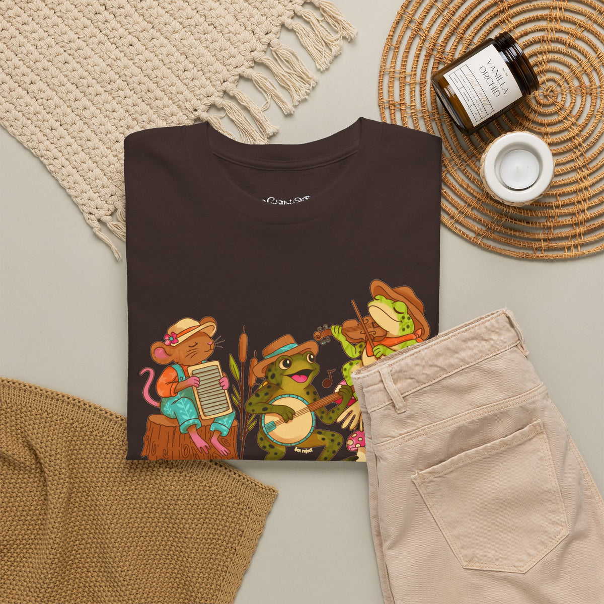 Support Your Local Swamp Band T-Shirt — Cute Frog & Mushroom Band Tee
