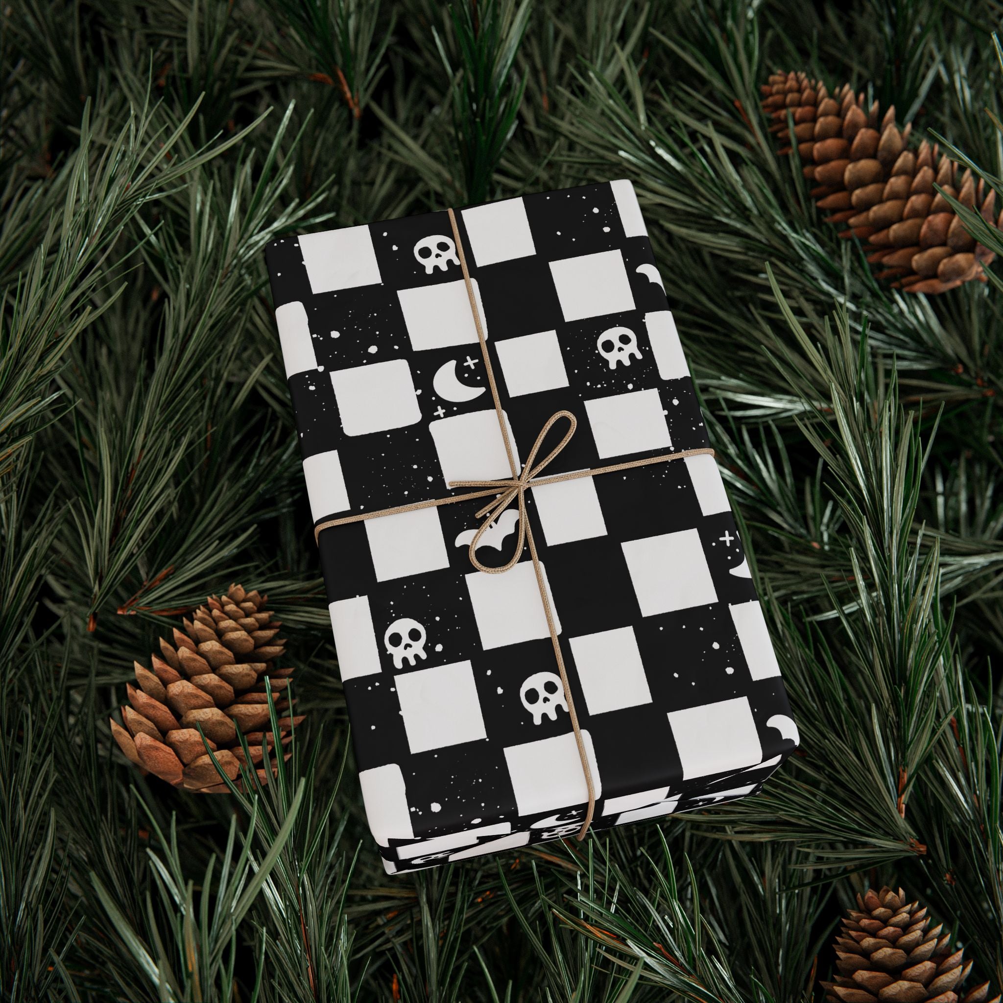 Goth Checkers Wrapping Paper, Gift Wrap for Any Occasion, Unique Gift Packaging, Eco-Friendly, Holiday Wrapping, Birthday Celebration