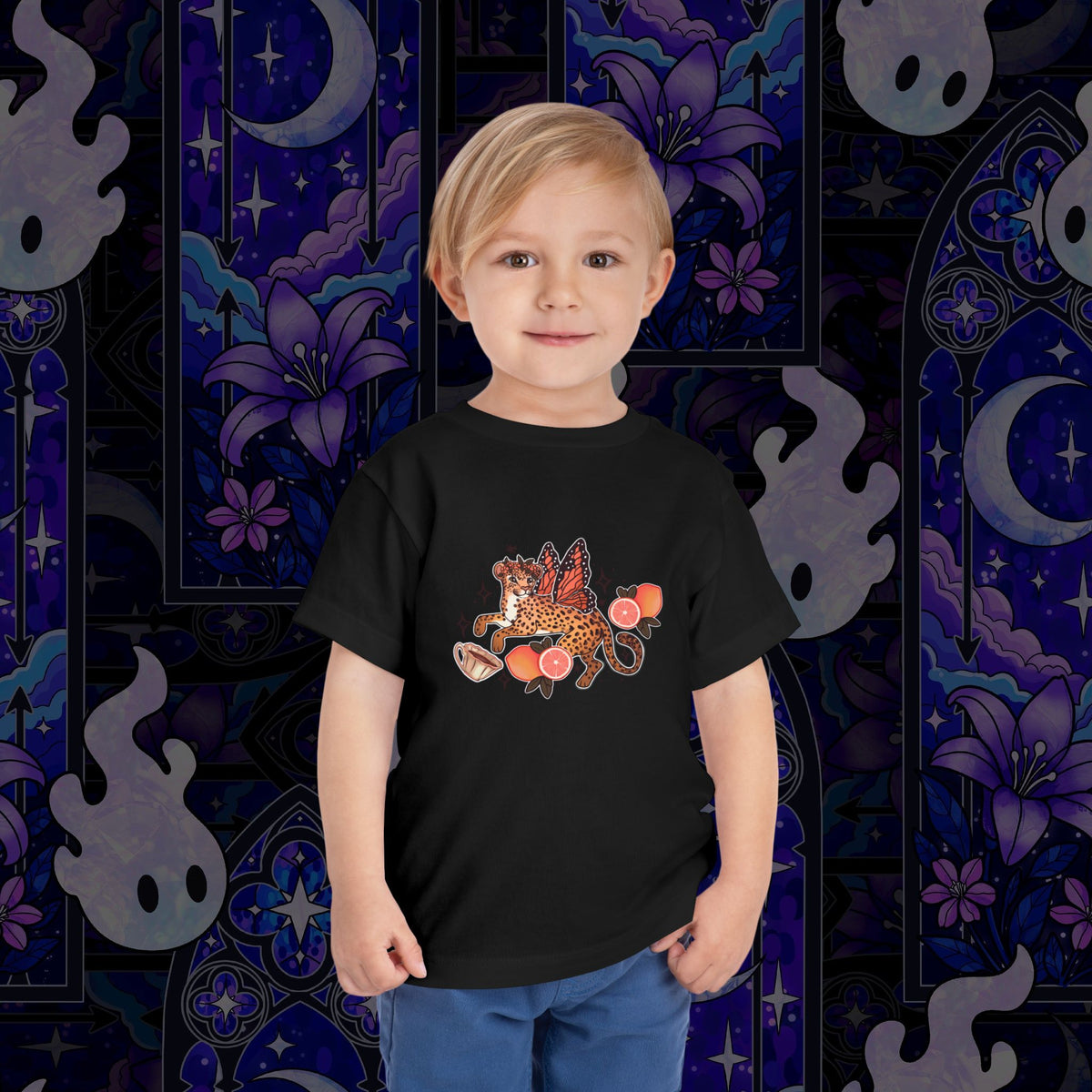 Fairy Leopard Toddler Tee — Cute Leopard with Peaches Graphic