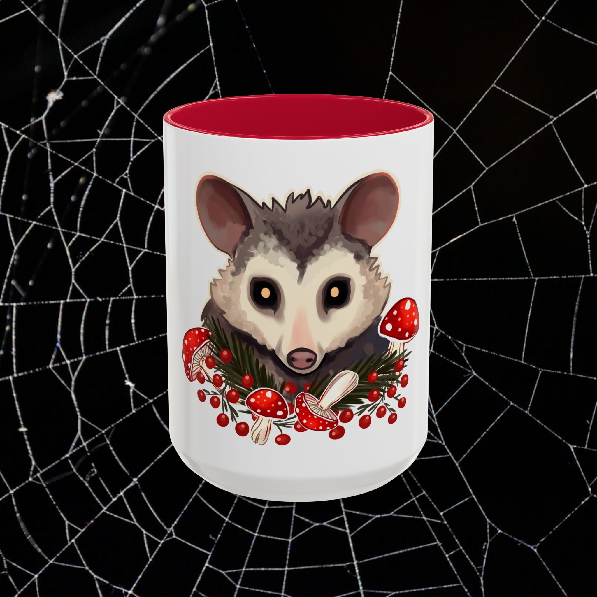 Cottage Possum Coffee Mug - 11oz & 15oz, Whimsical Floral Design for Nature Lovers
