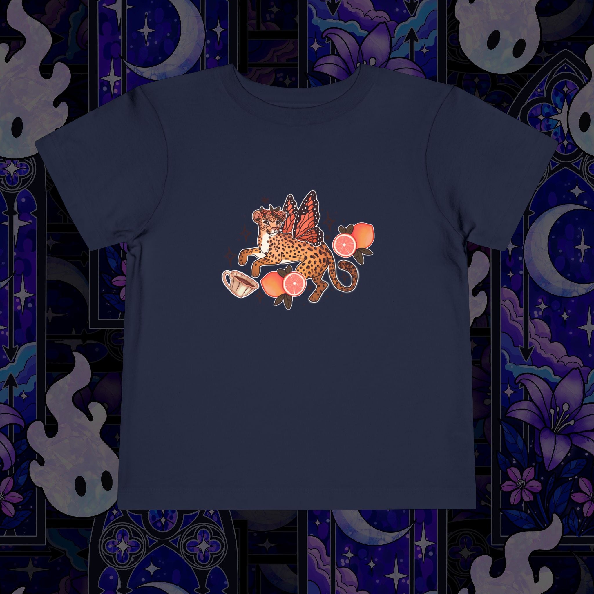 Fairy Leopard Toddler Tee — Cute Leopard with Peaches Graphic