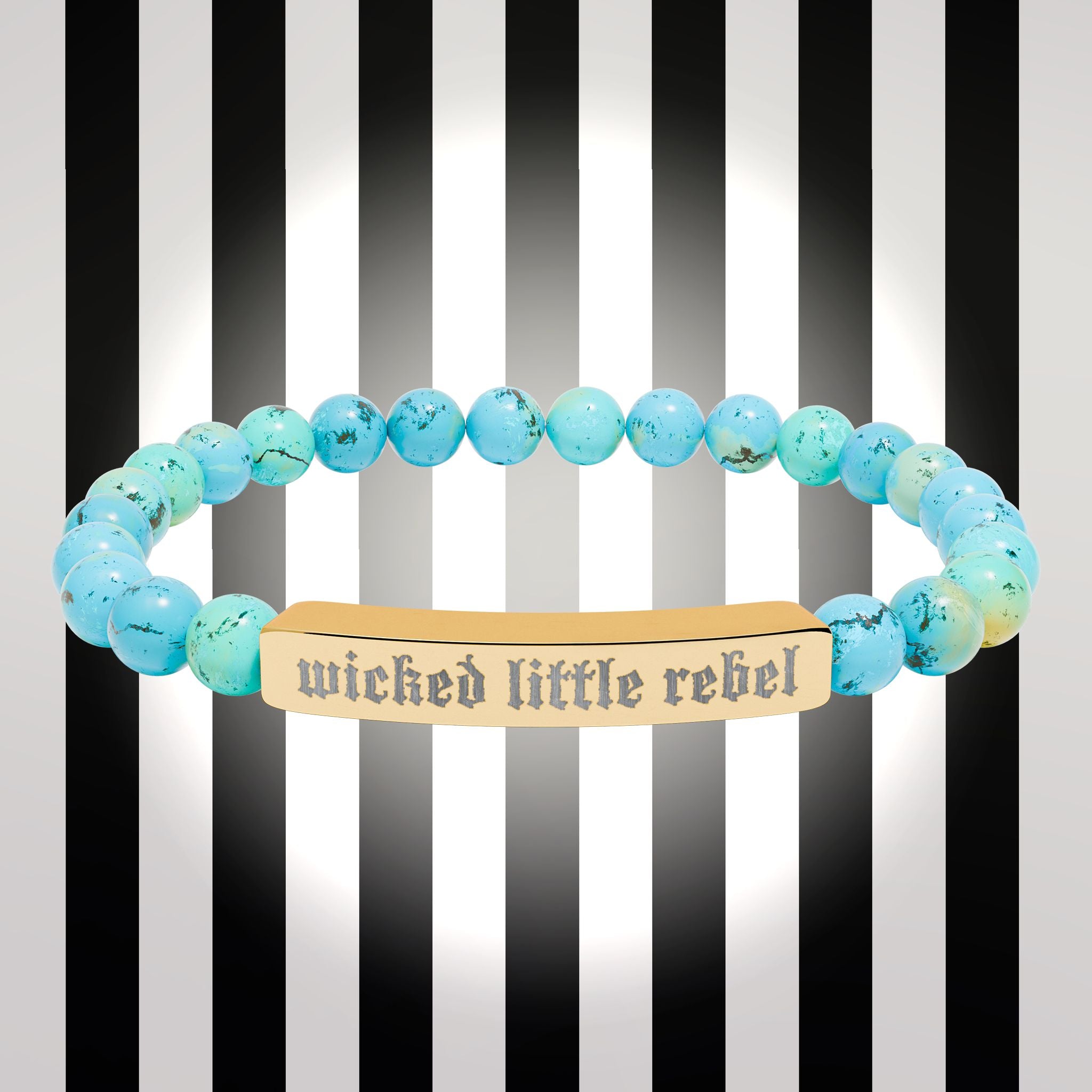 Wicked Little Rebel — Engraved Natural Stone Stretch Bracelet