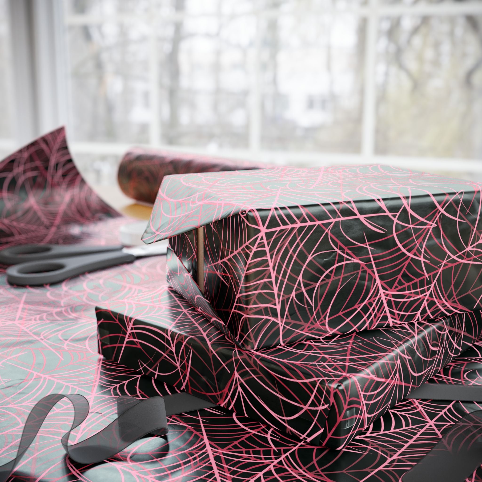 Pink Spiderwebs Wrapping Paper, Gift Wrap for Any Occasion, Unique Gift Packaging, Eco-Friendly, Holiday Wrapping, Birthday Celebration