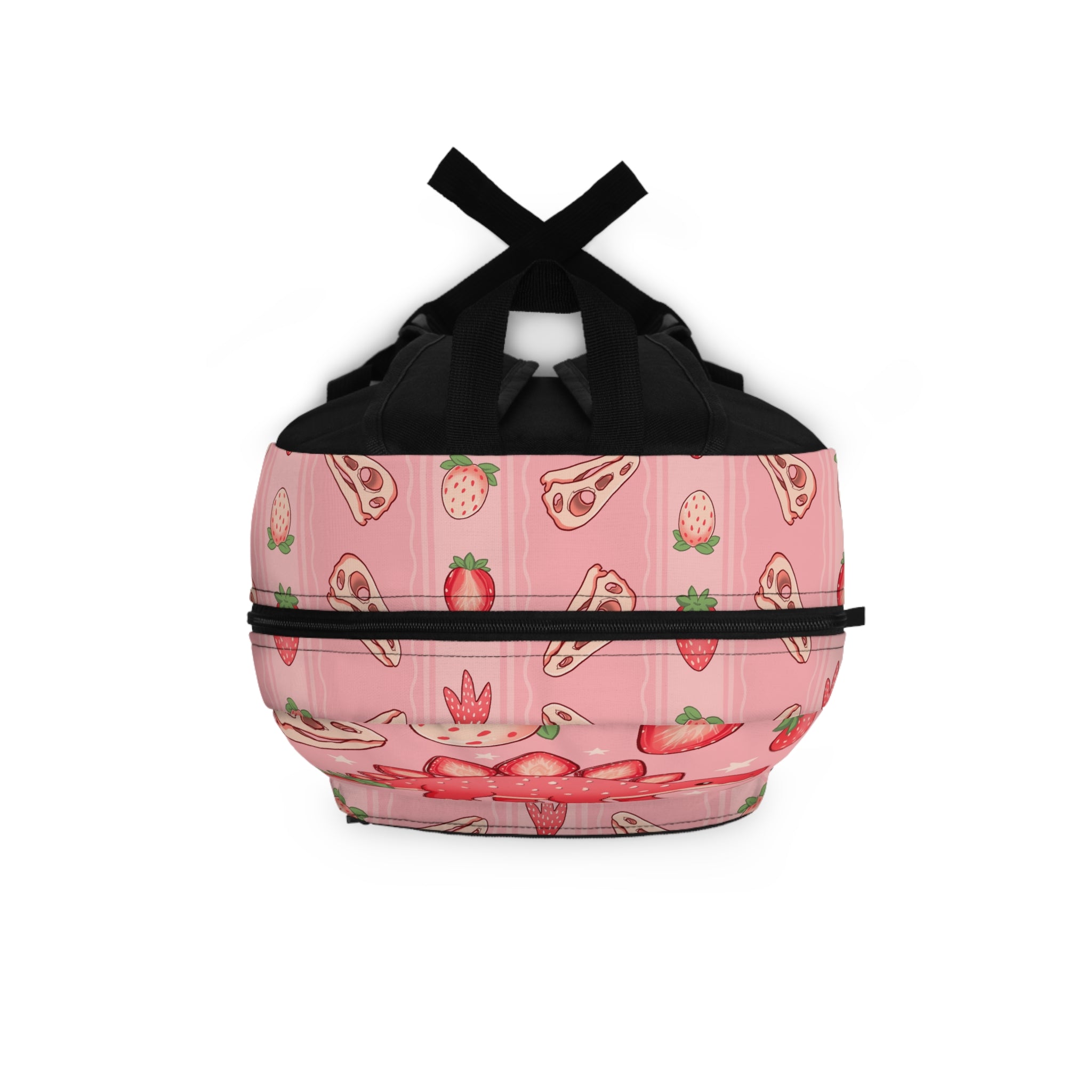 Pink Strawberry Dino Backpack – Cute Kids School Bag with Dinosaur Print