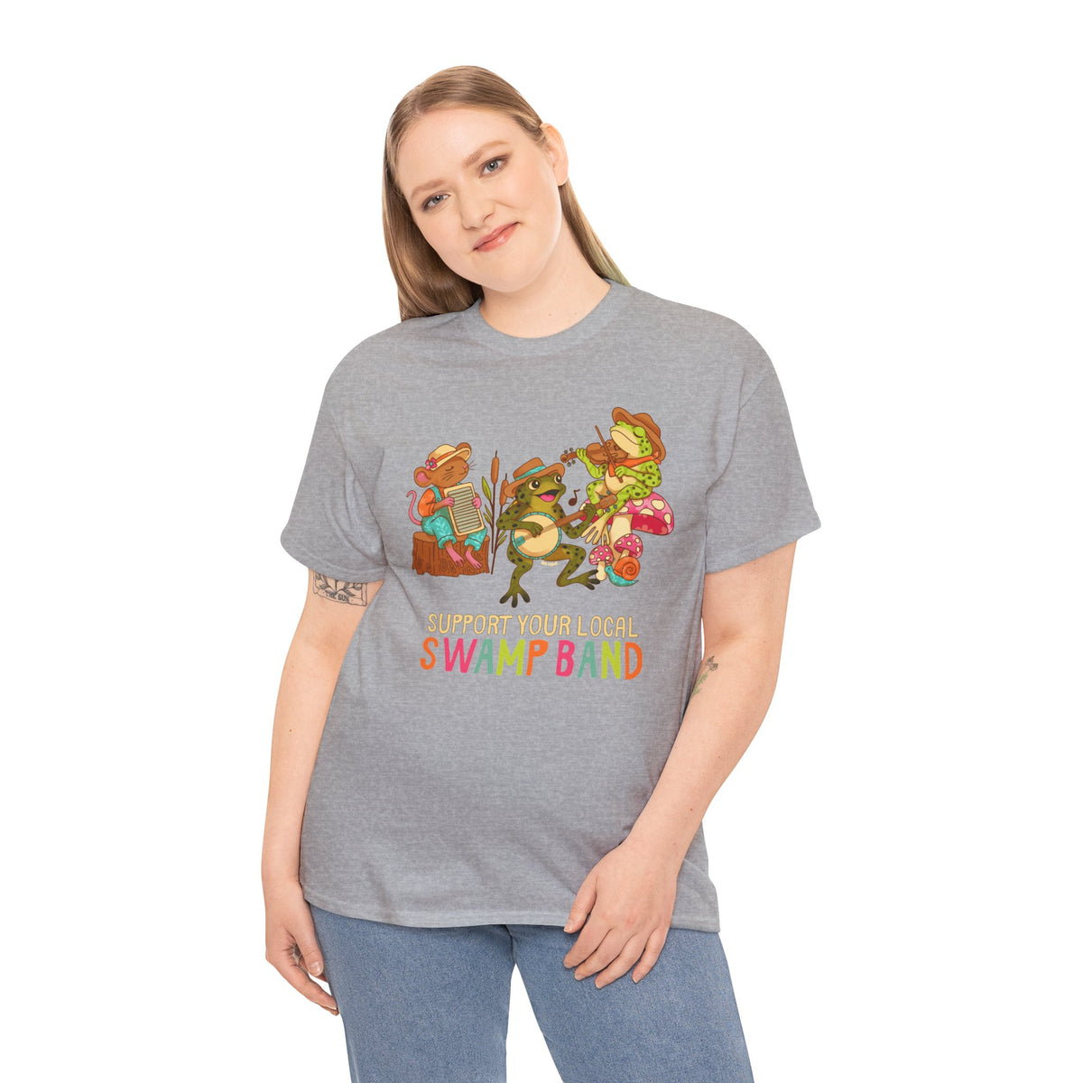 Support Your Local Swamp Band T-Shirt — Cute Frog & Mushroom Band Tee