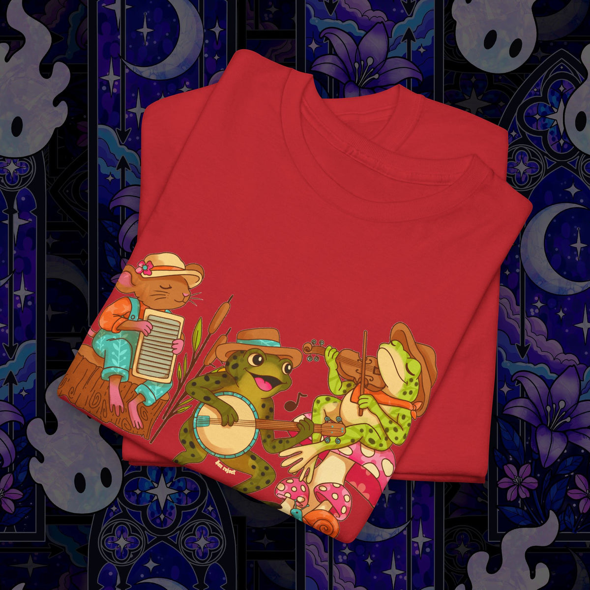 Support Your Local Swamp Band T-Shirt — Cute Frog & Mushroom Band Tee