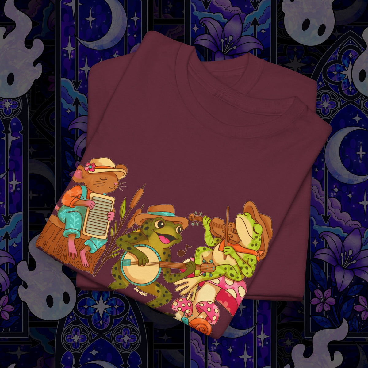 Support Your Local Swamp Band T-Shirt — Cute Frog & Mushroom Band Tee