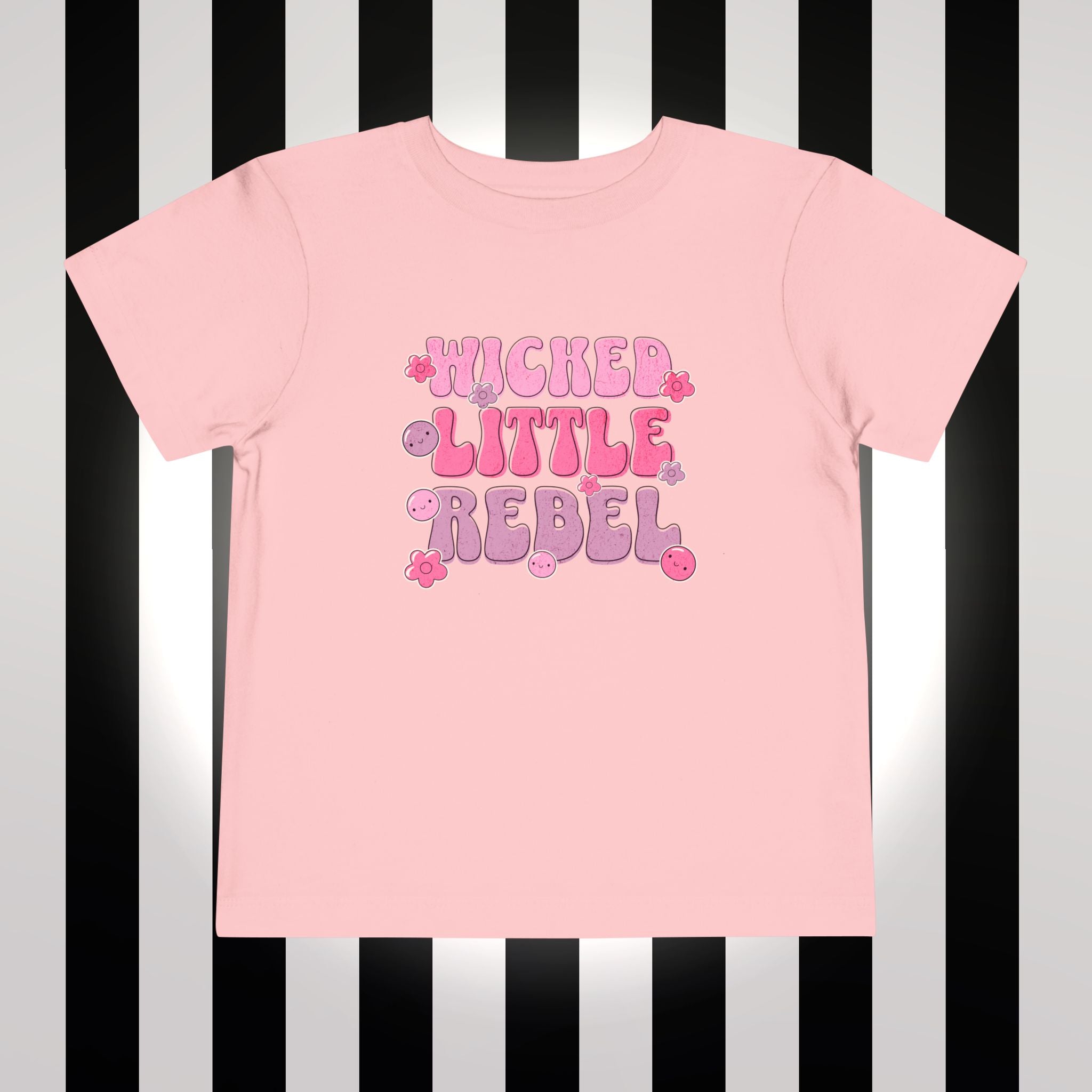 Toddler Tee - "Wicked Little Rebel" Pink Bubble Letter Shirt