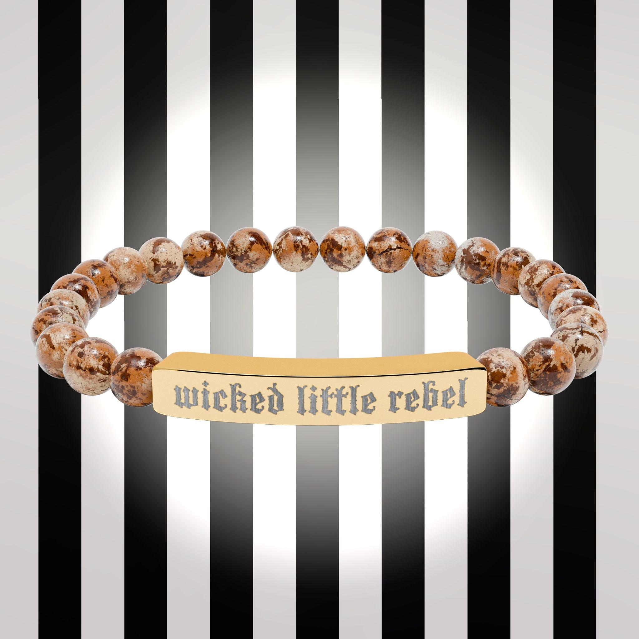 Wicked Little Rebel — Engraved Natural Stone Stretch Bracelet