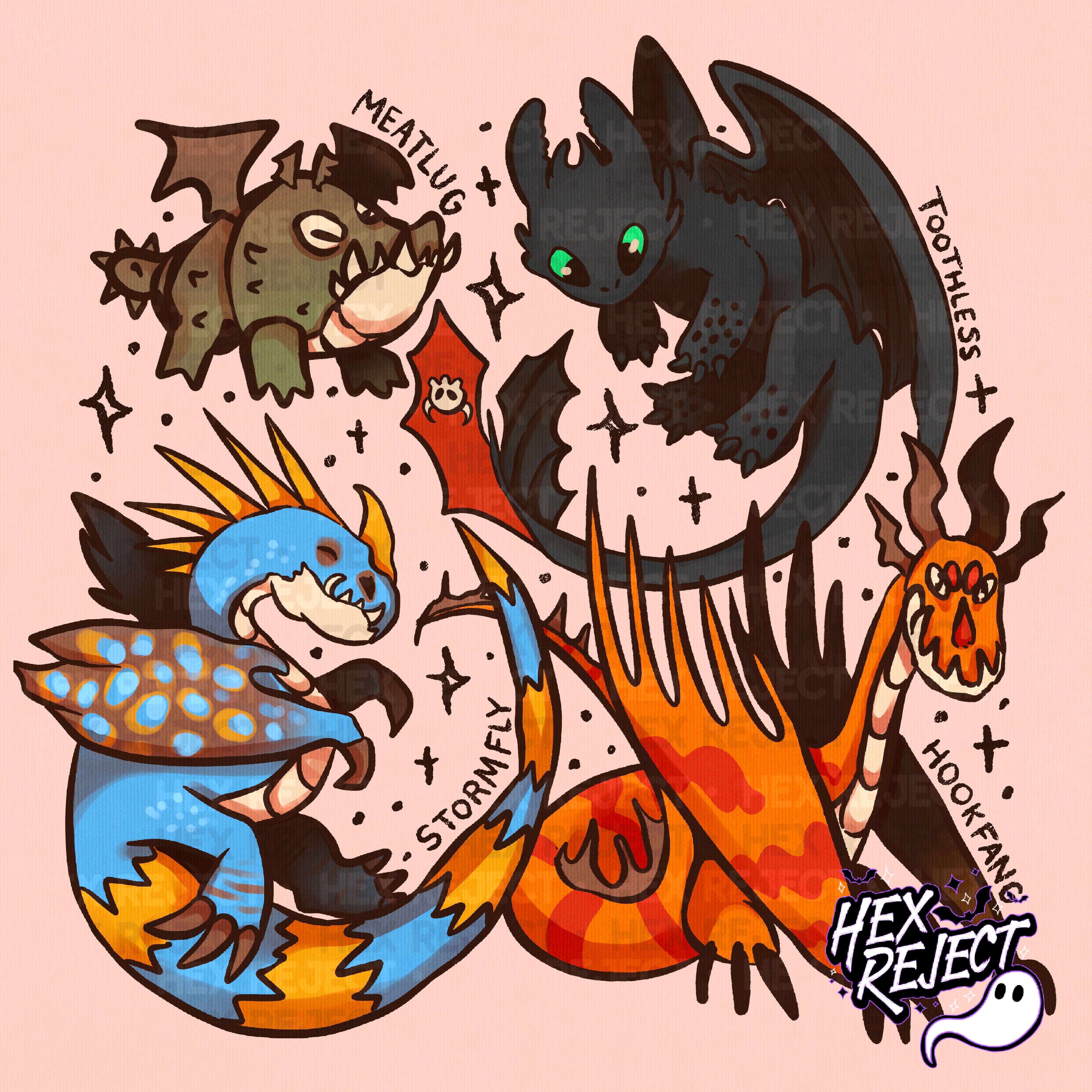 Movies - dragons - Seamless & PNG files - Hextober 2025