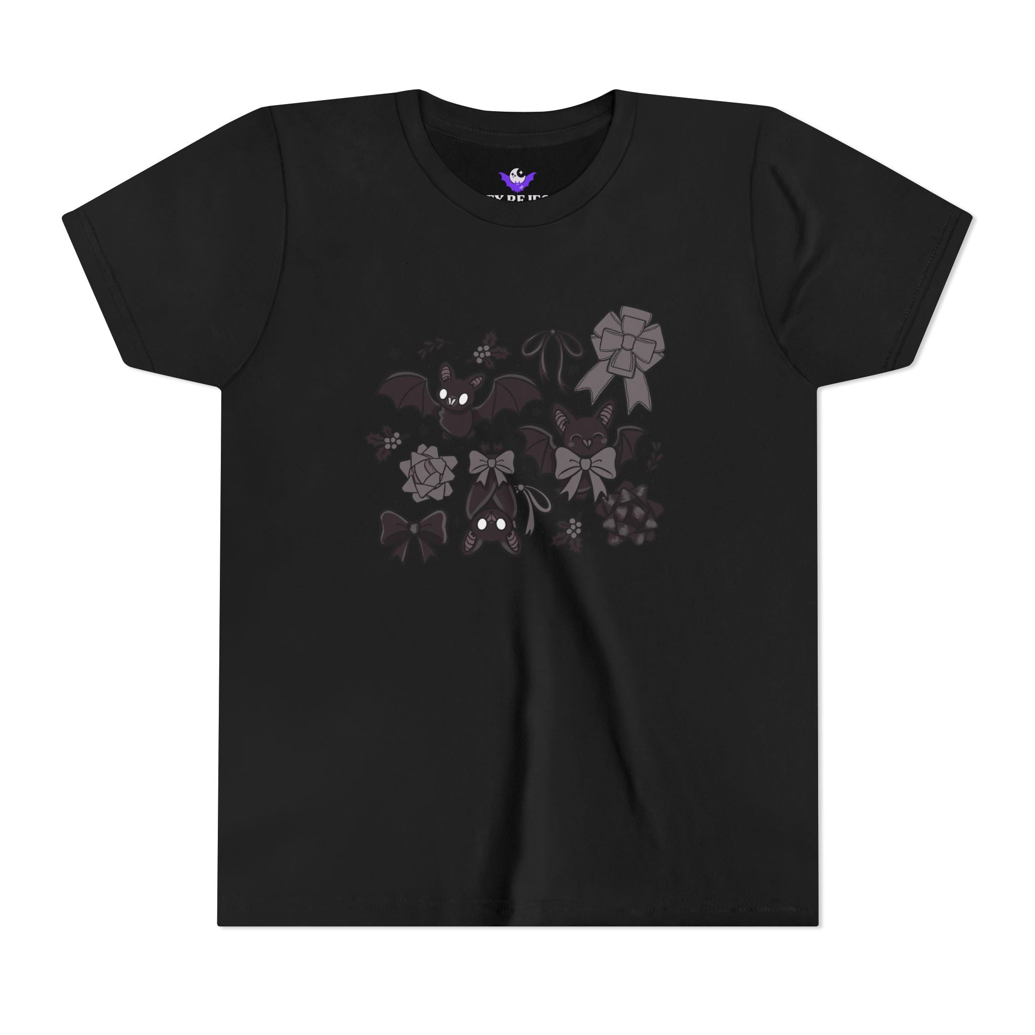 Monochrome Bats & Bows Youth Short Sleeve Tee