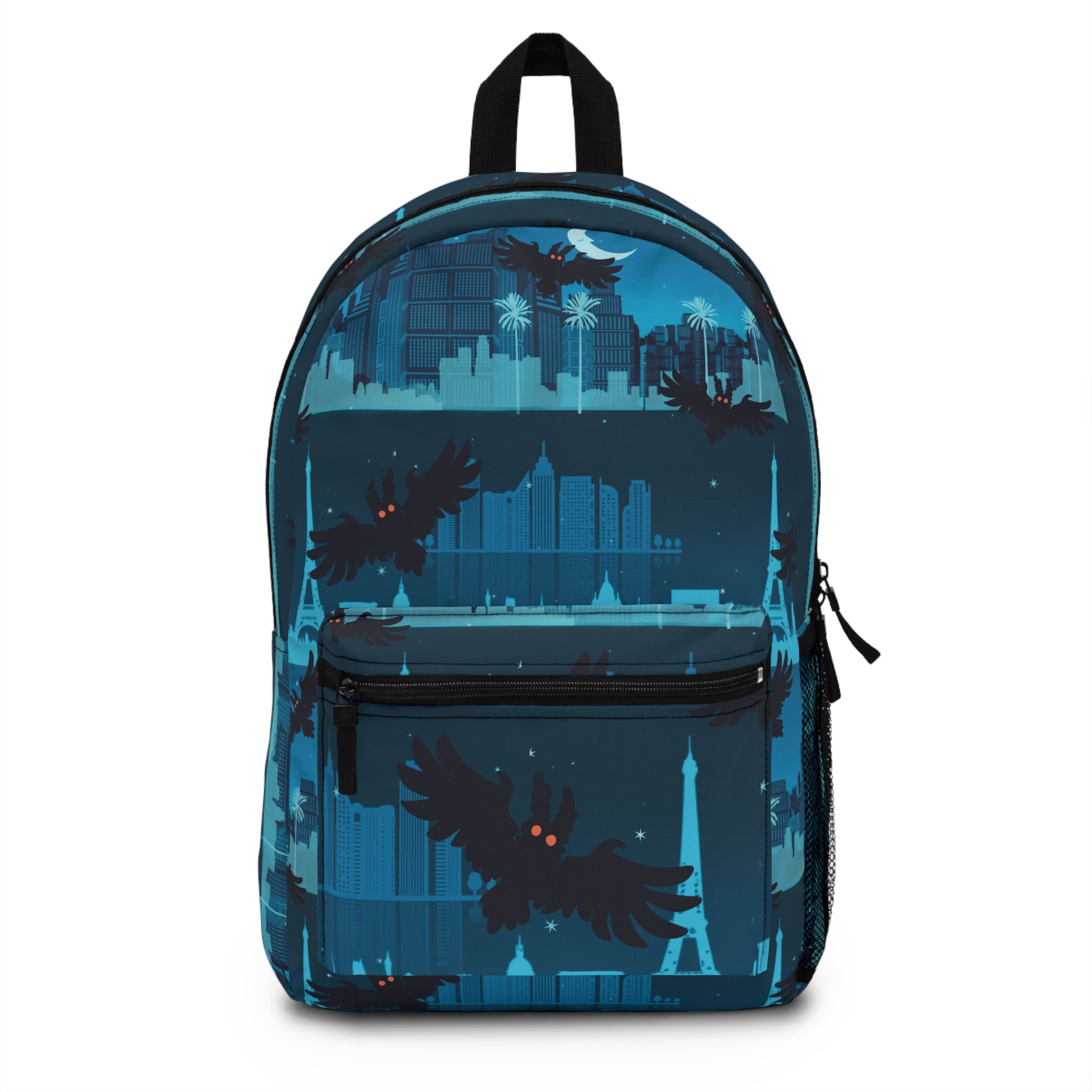 Mothman Nightscape Backpack — Gothic Lofi Skyline School Bag
