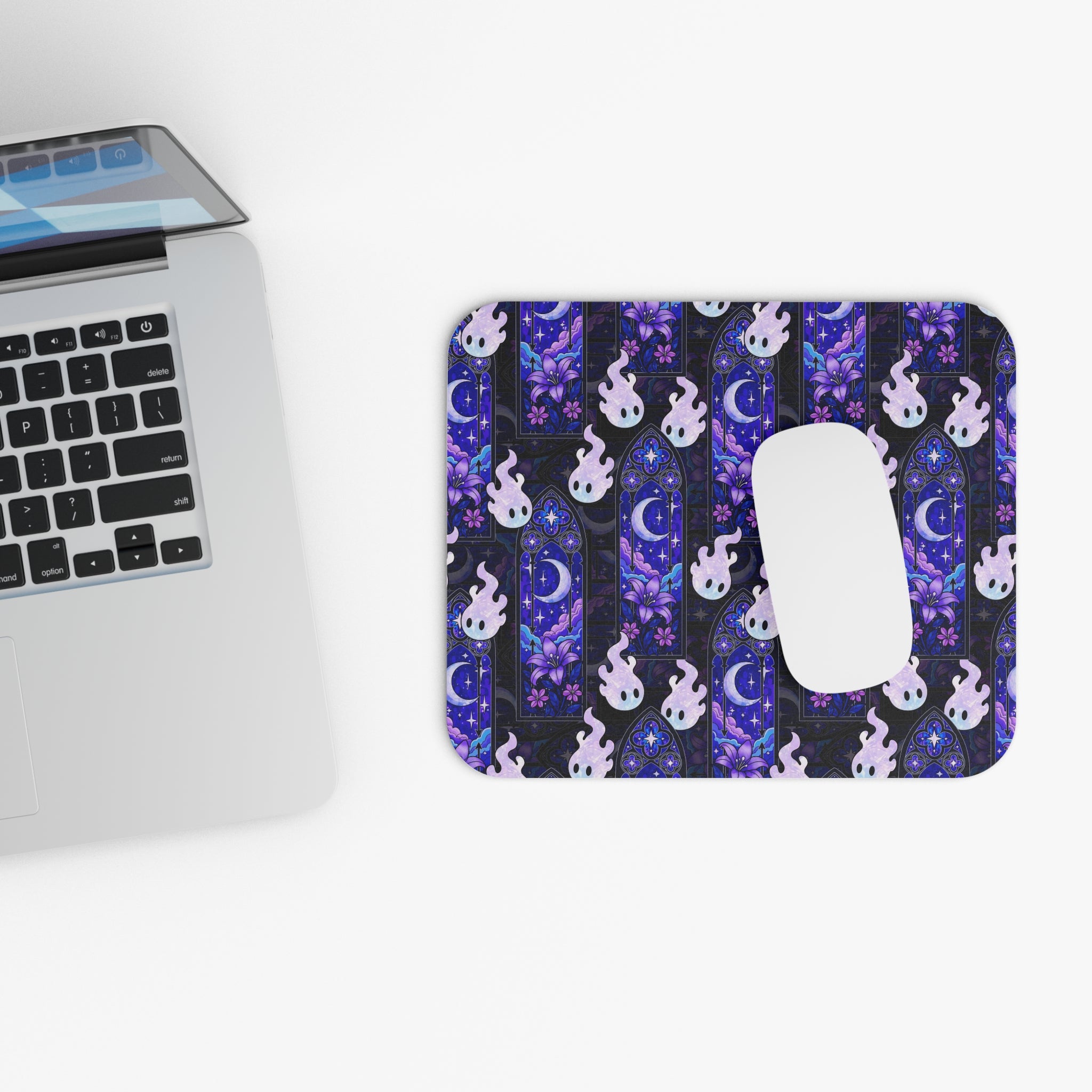 Hex Sprites Mouse Pad — Purple Stained-Glass — Gothic Cathedral Window Mousepad