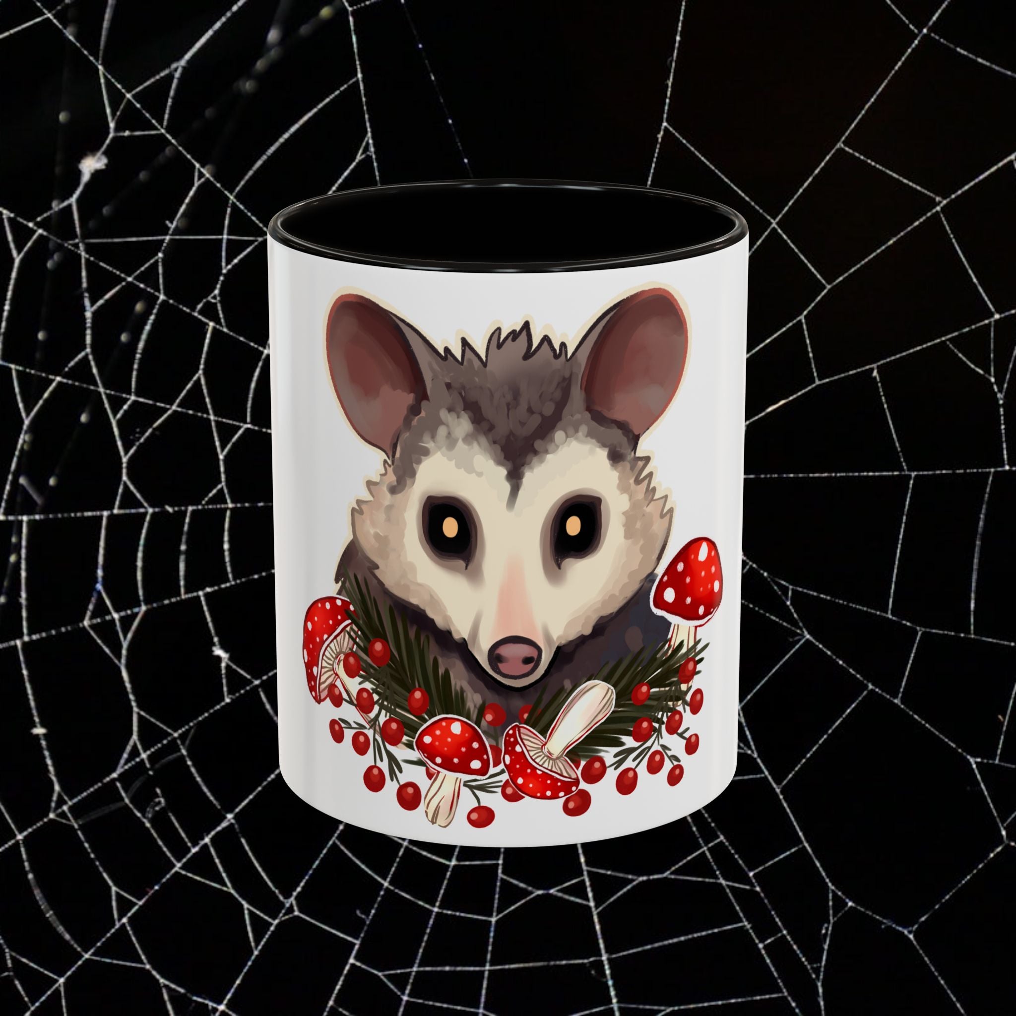 Cottage Possum Coffee Mug - 11oz & 15oz, Whimsical Floral Design for Nature Lovers