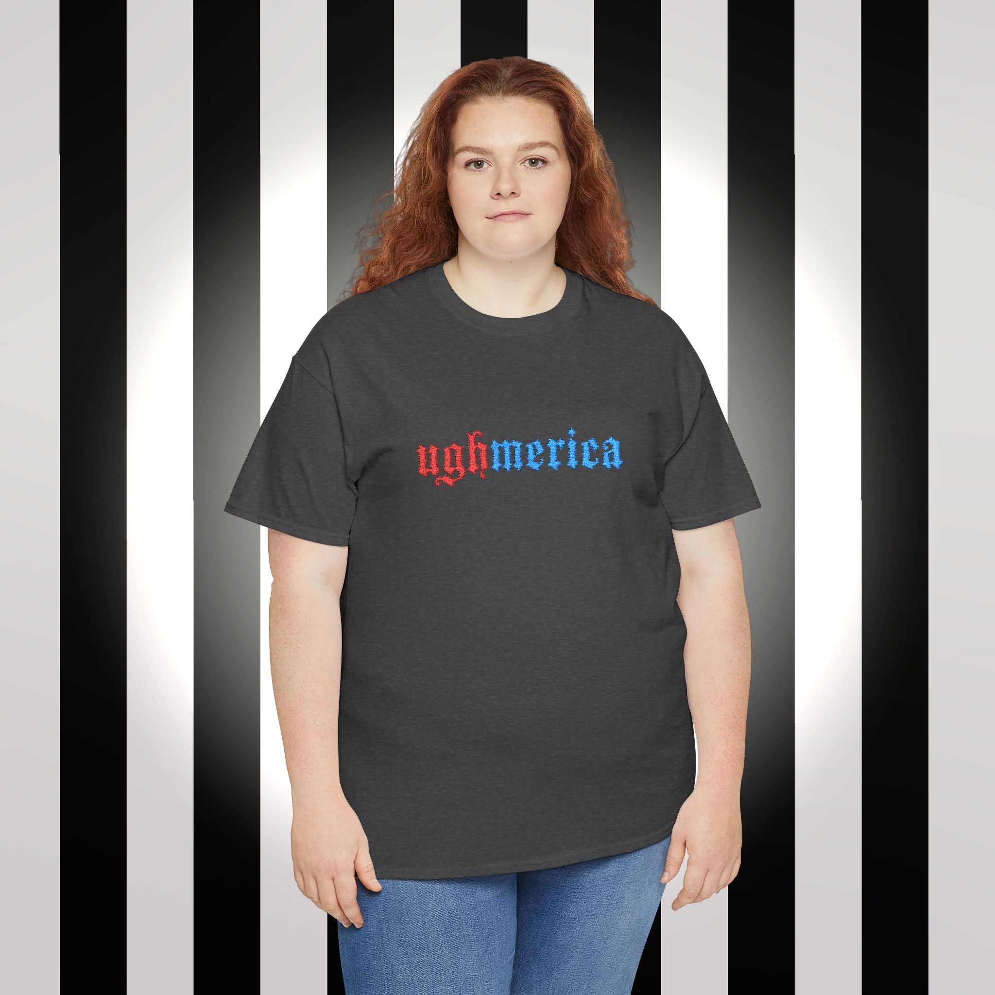 Ughmerica T-Shirt — Distressed Red & Blue Graphic Tee