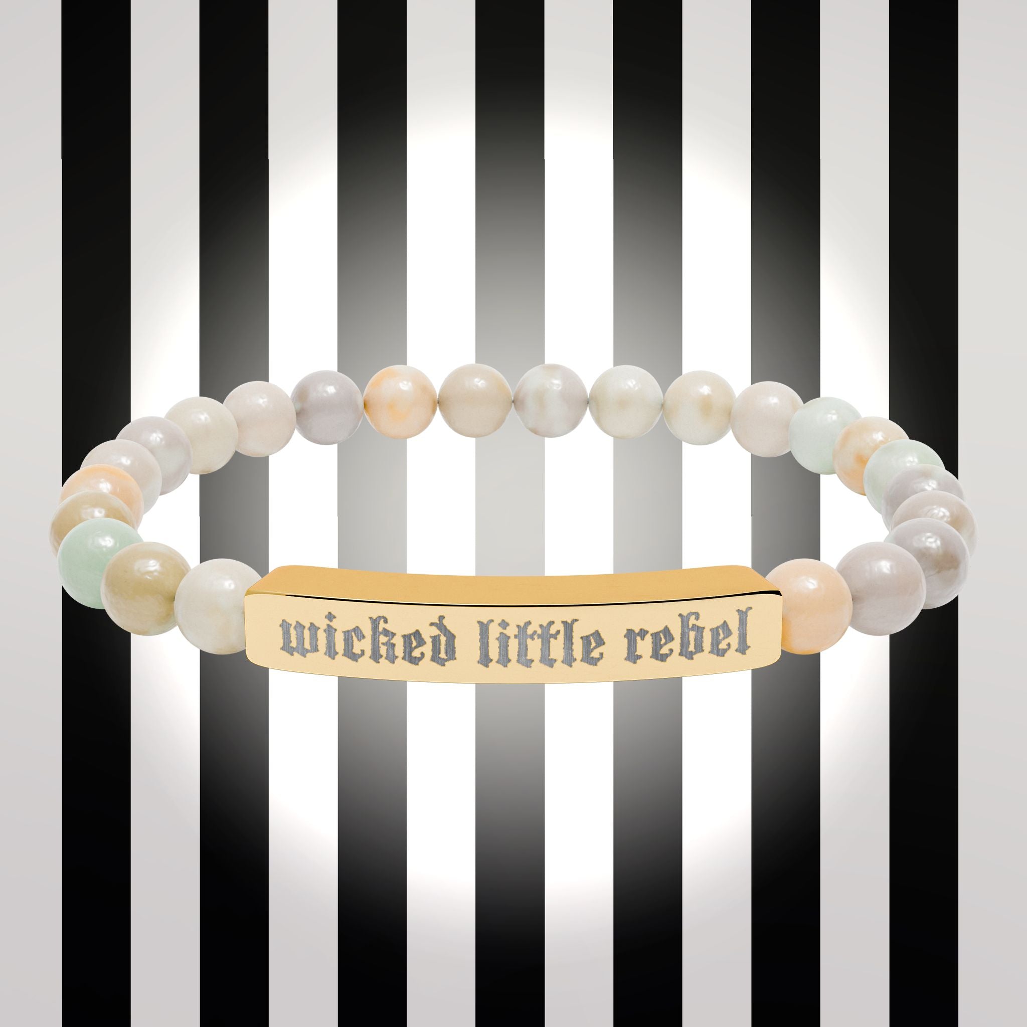 Wicked Little Rebel — Engraved Natural Stone Stretch Bracelet