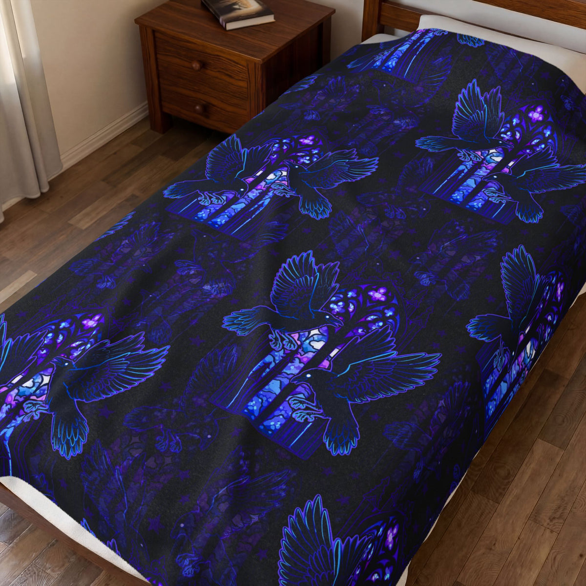 Muninn & Huginn Norse Raven Gothic Velveteen Plush Blanket