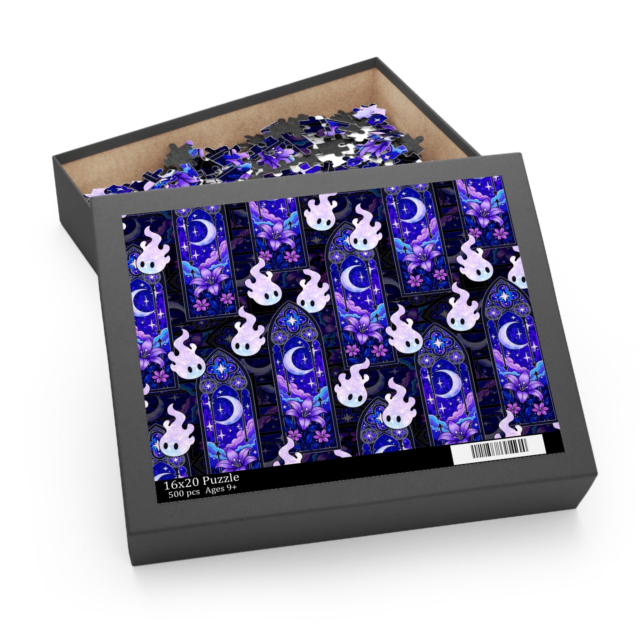 Hex Sprite Puzzle — Moonlit Stained-Glass Pattern (120/252/500-Piece)