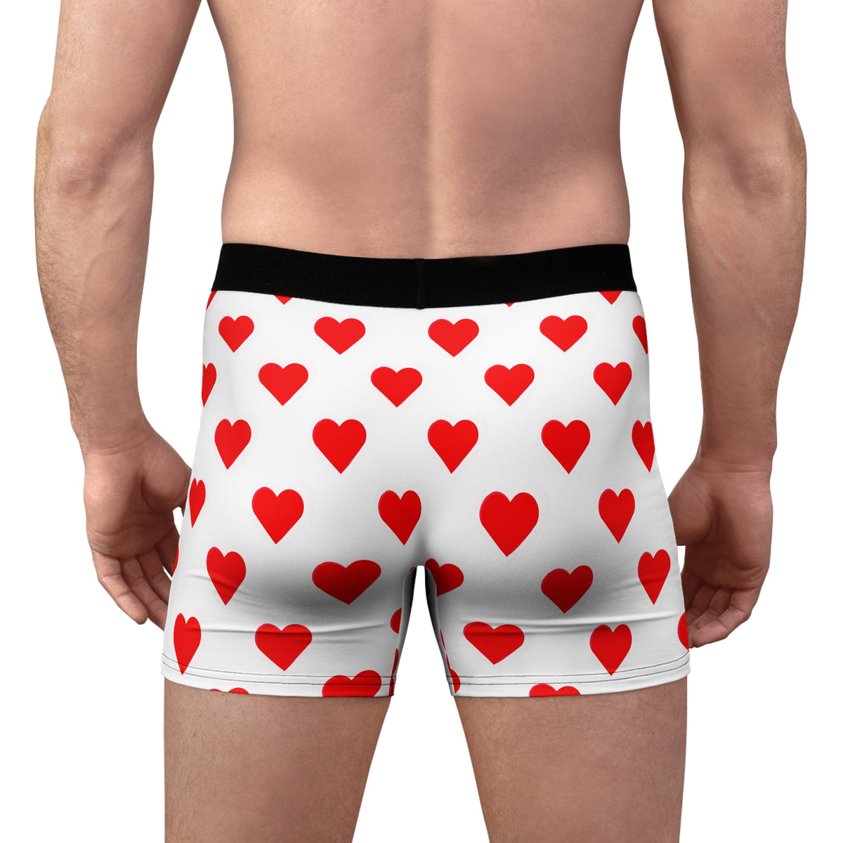 Men's Heart Print Boxer Briefs — Red Heart All-Over Print