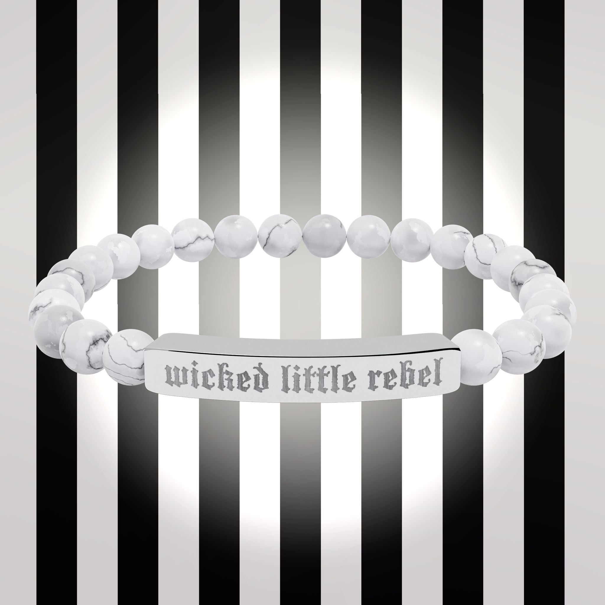 Wicked Little Rebel — Engraved Natural Stone Stretch Bracelet