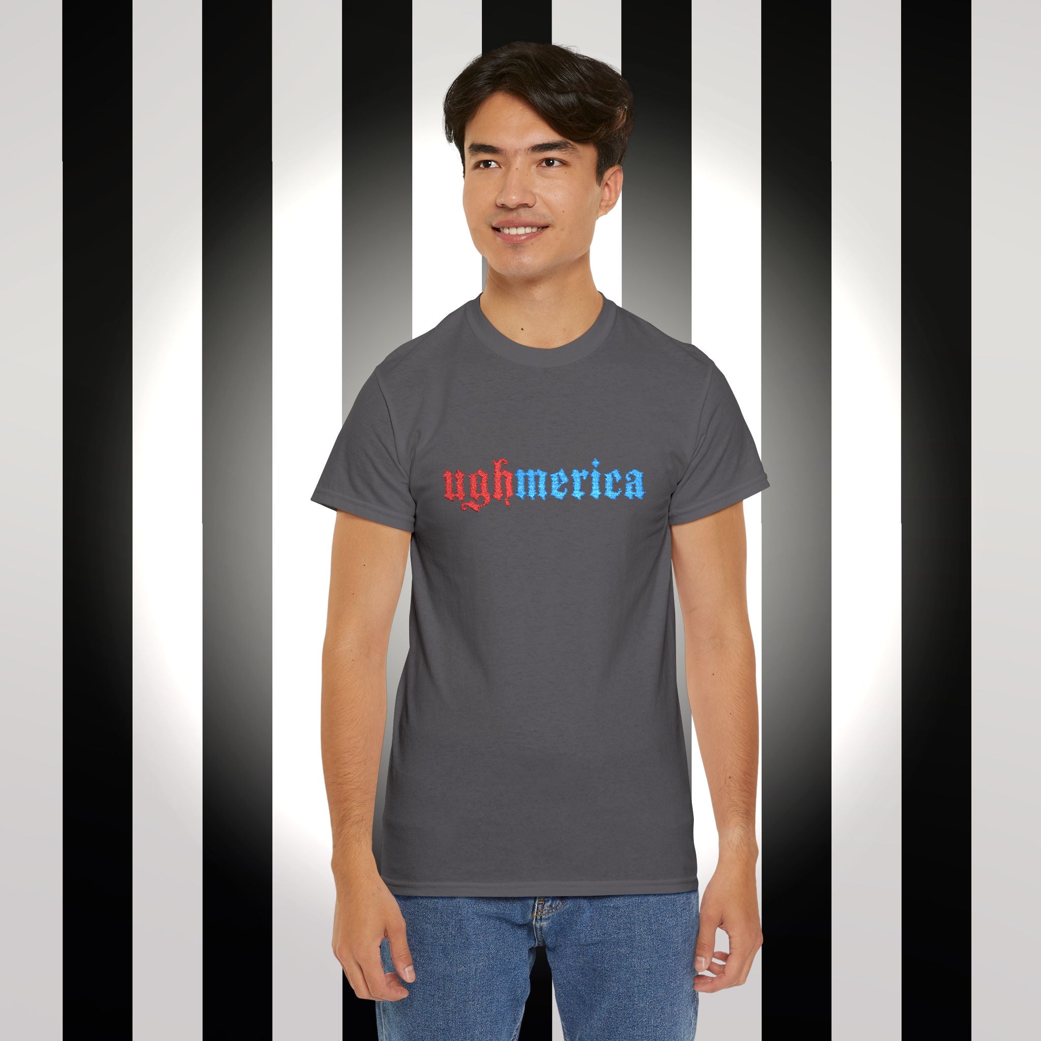 Ughmerica T-Shirt — Distressed Red & Blue Graphic Tee
