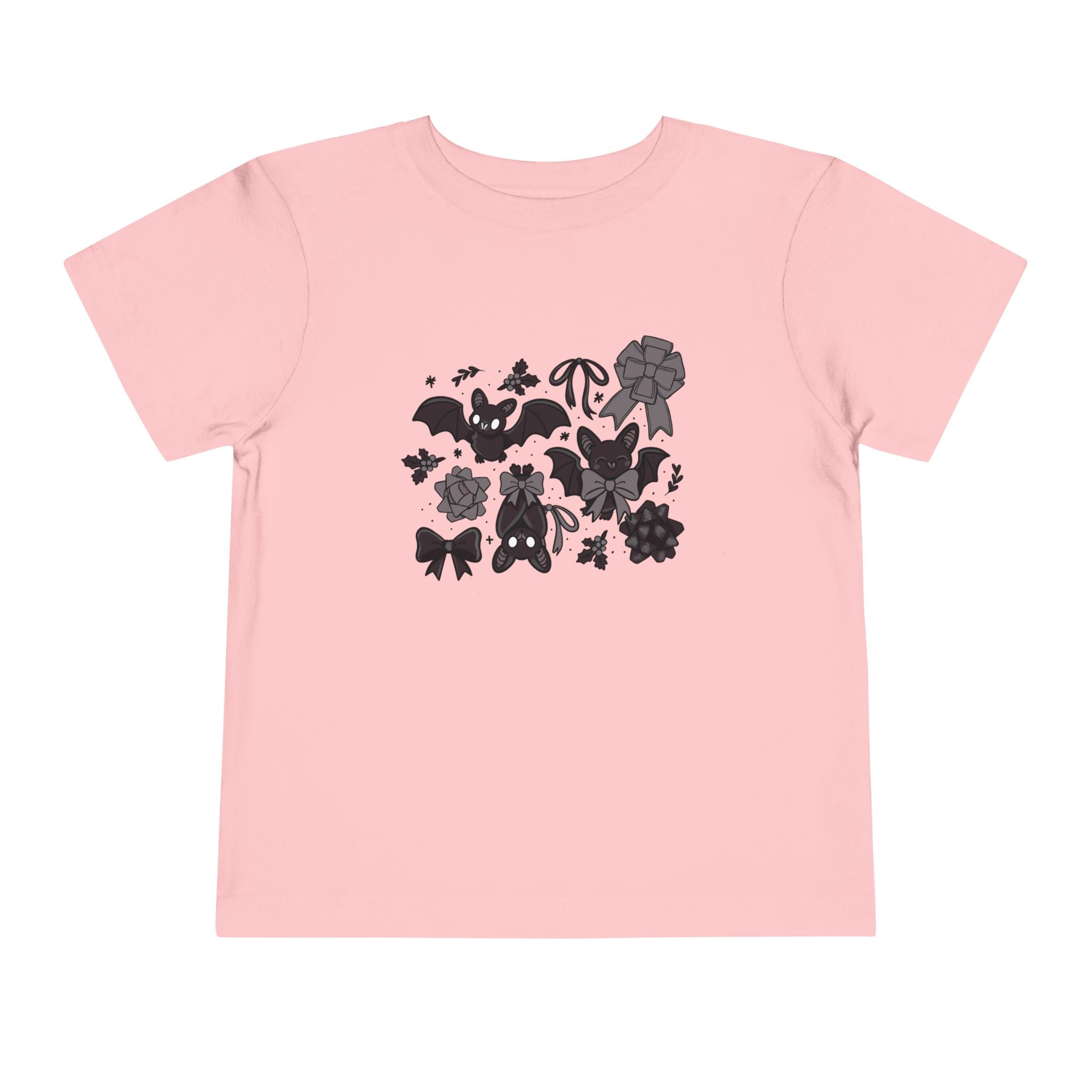 Monochrome Bats & Bows Toddler Short Sleeve Tee