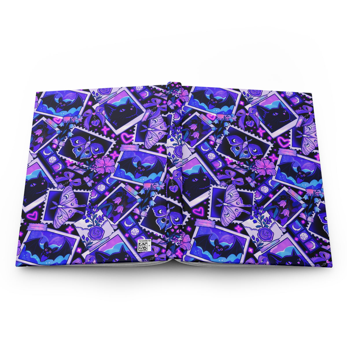 Gothic Night Journal — Purple Bat & Moth Hardcover Lined Notebook