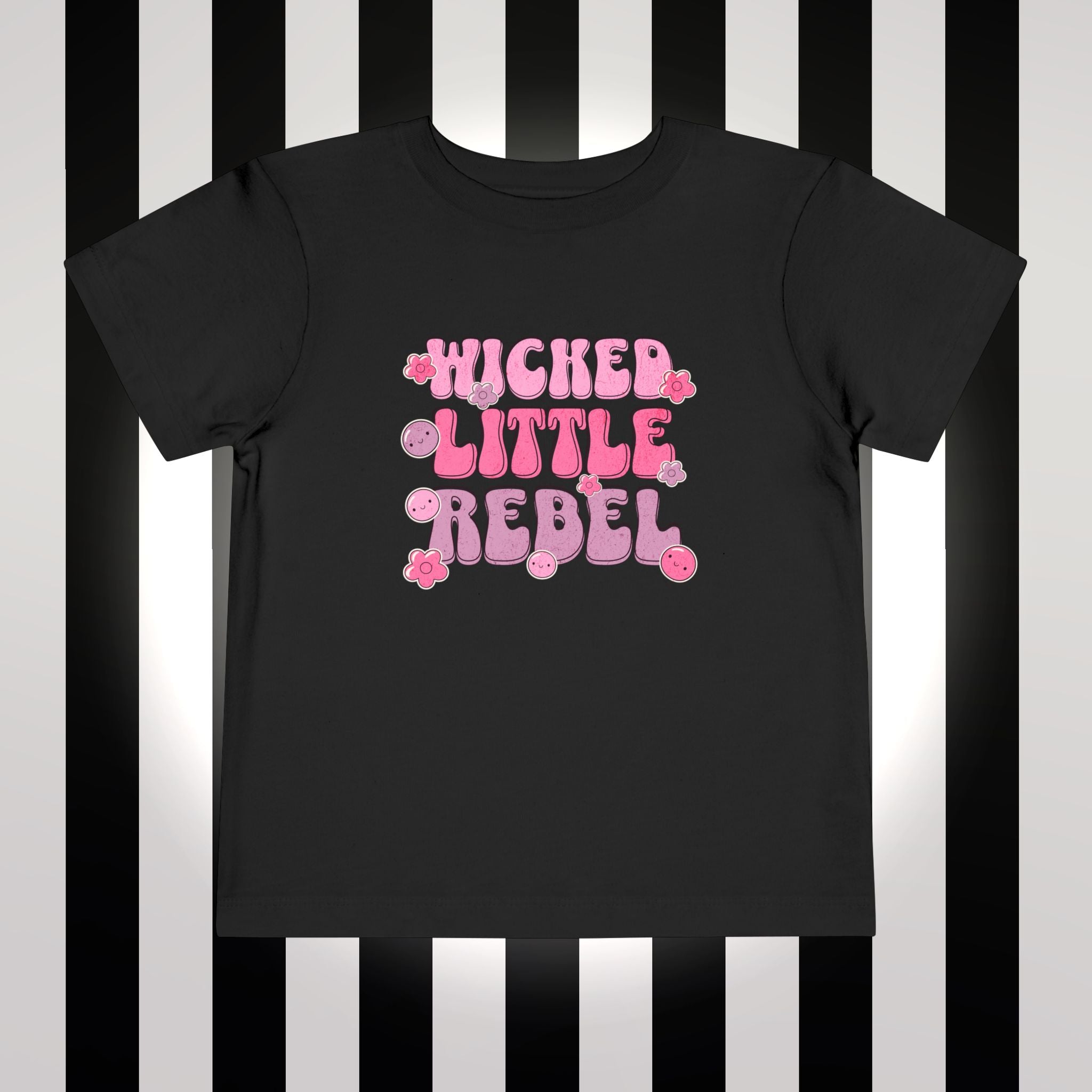 Toddler Tee - "Wicked Little Rebel" Pink Bubble Letter Shirt