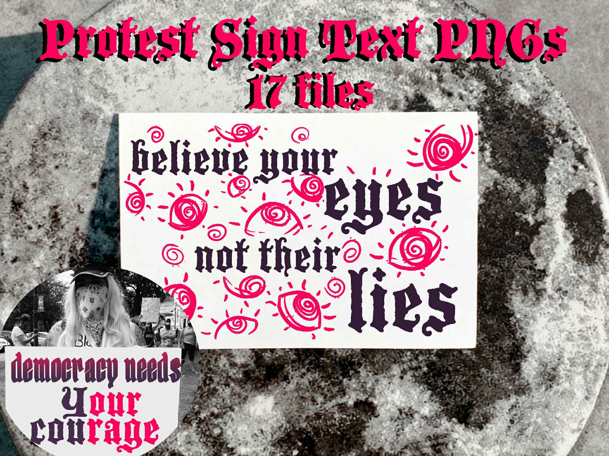 Text Only Protest Signs - PNG Bundle