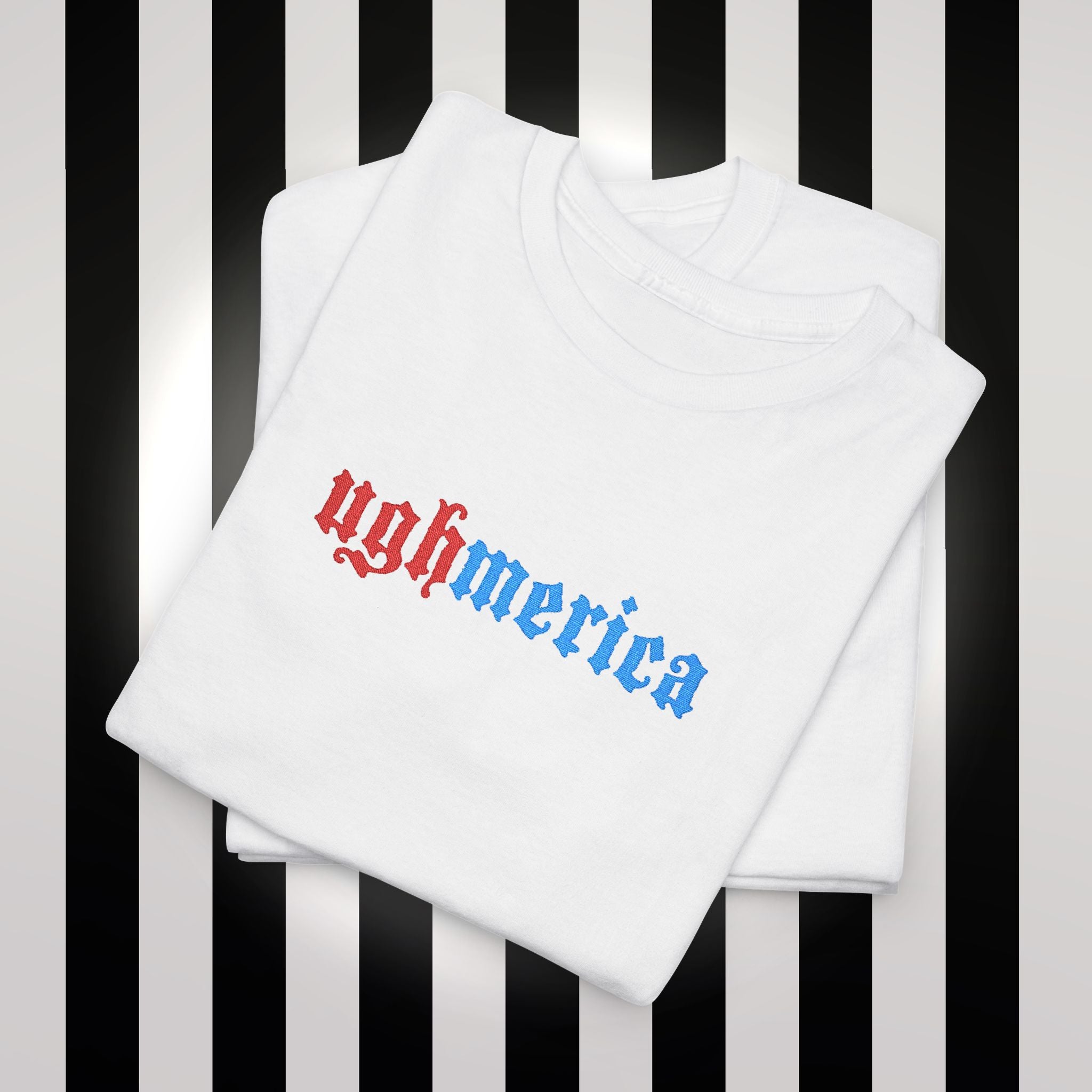 Ughmerica T-Shirt — Distressed Red & Blue Graphic Tee