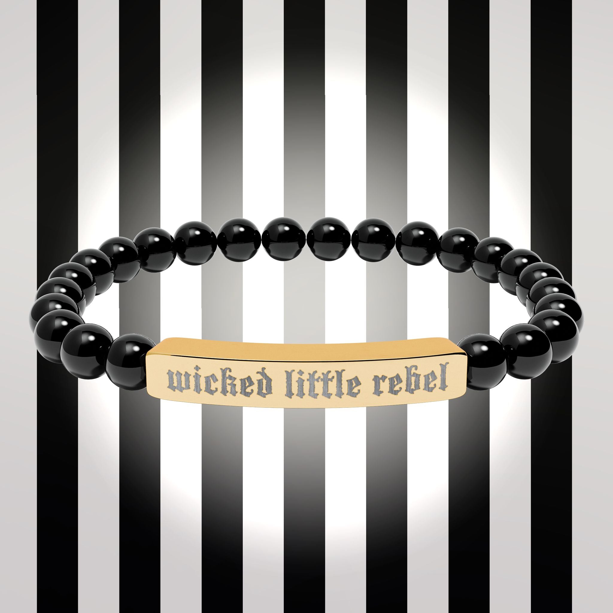 Wicked Little Rebel — Engraved Natural Stone Stretch Bracelet