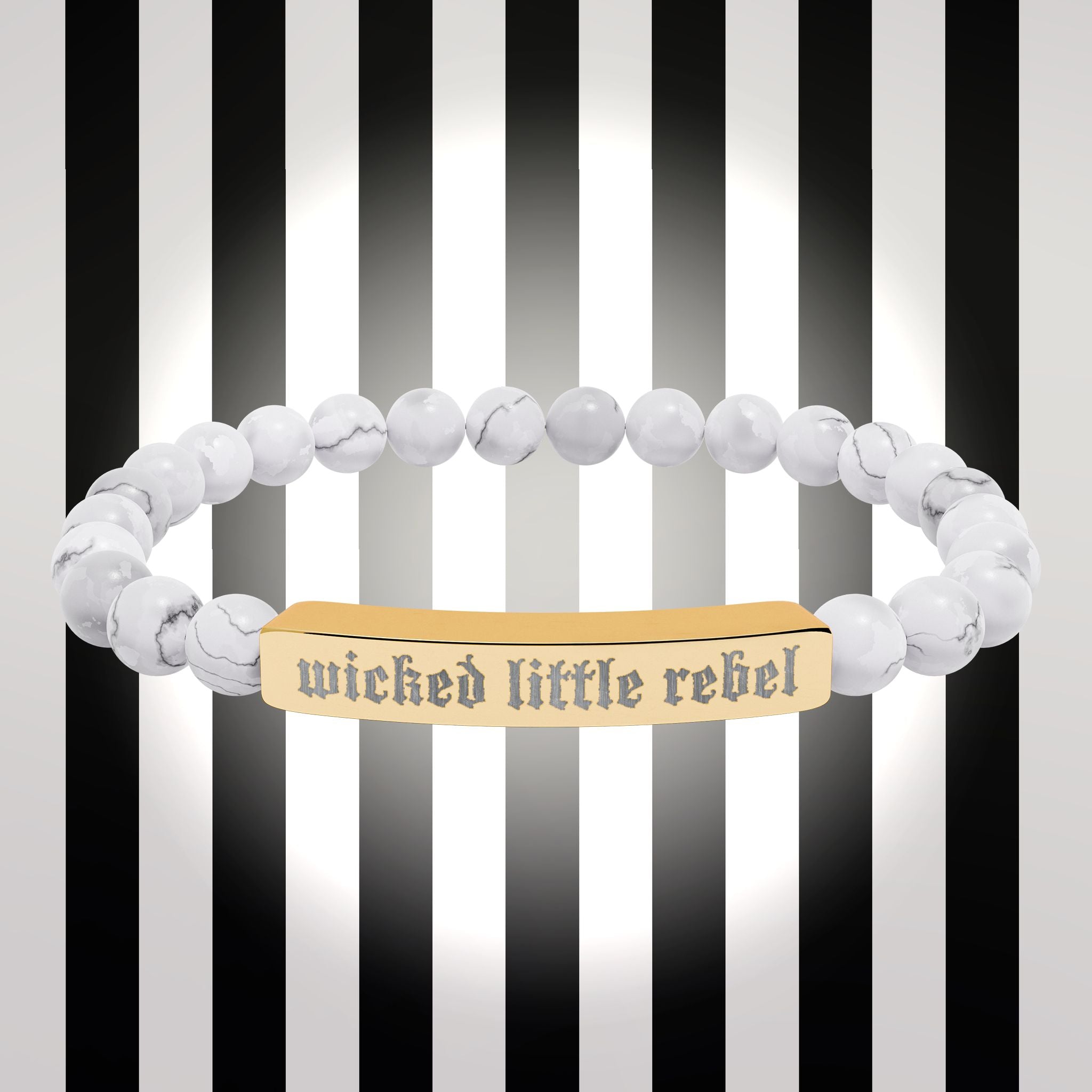 Wicked Little Rebel — Engraved Natural Stone Stretch Bracelet