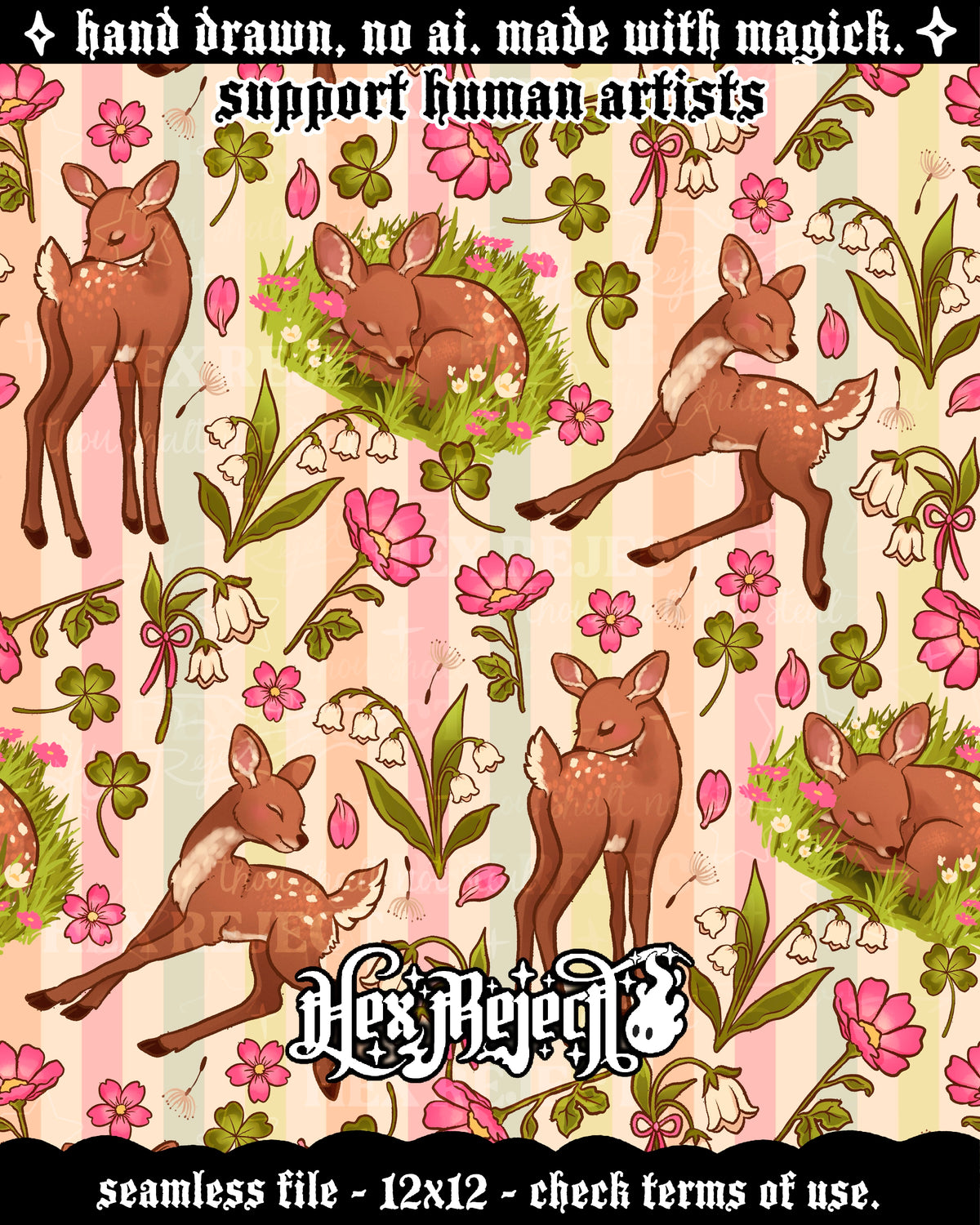 Day Nine - Bloom (Floral Fawn/Deer) : Hextober - Seamless file