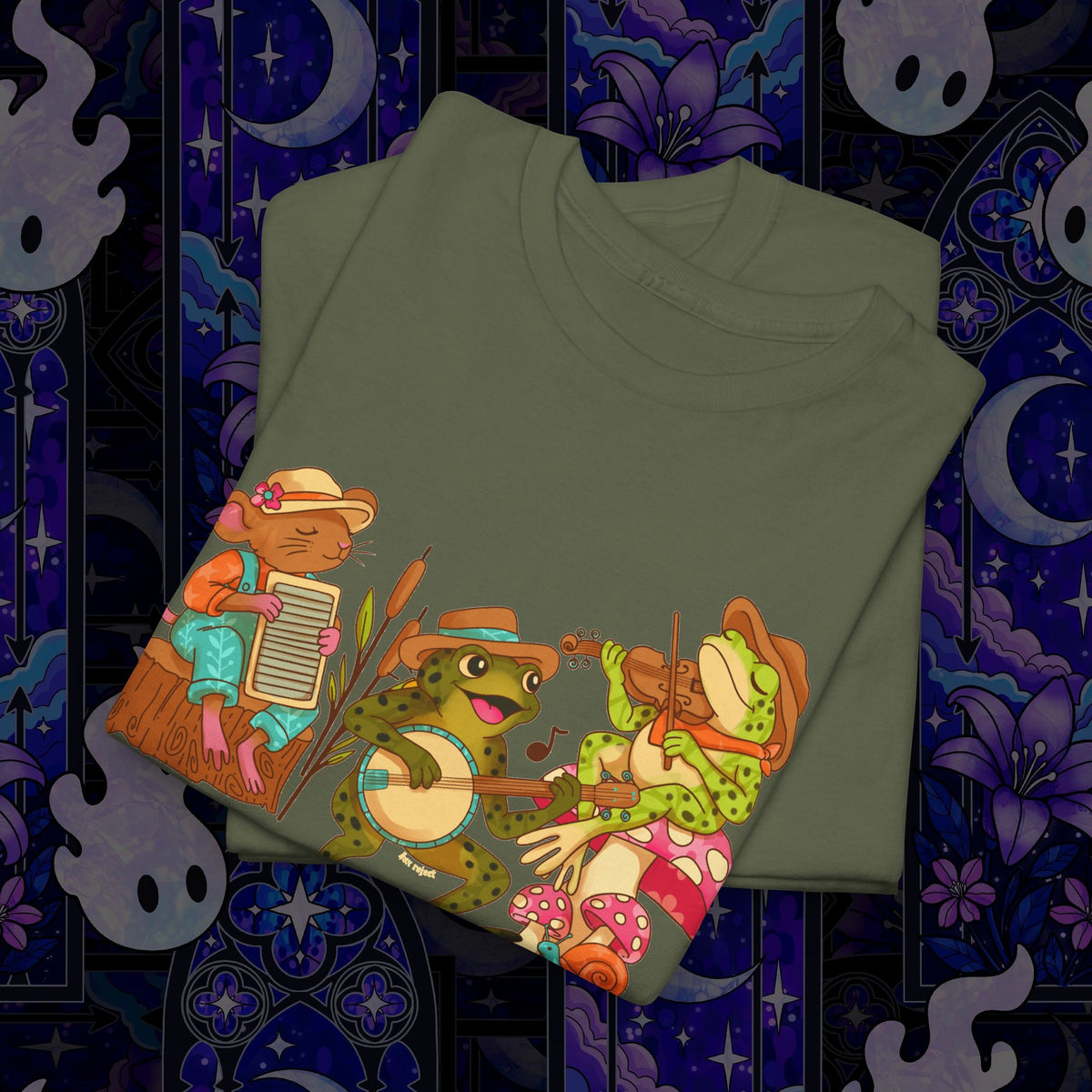 Support Your Local Swamp Band T-Shirt — Cute Frog & Mushroom Band Tee