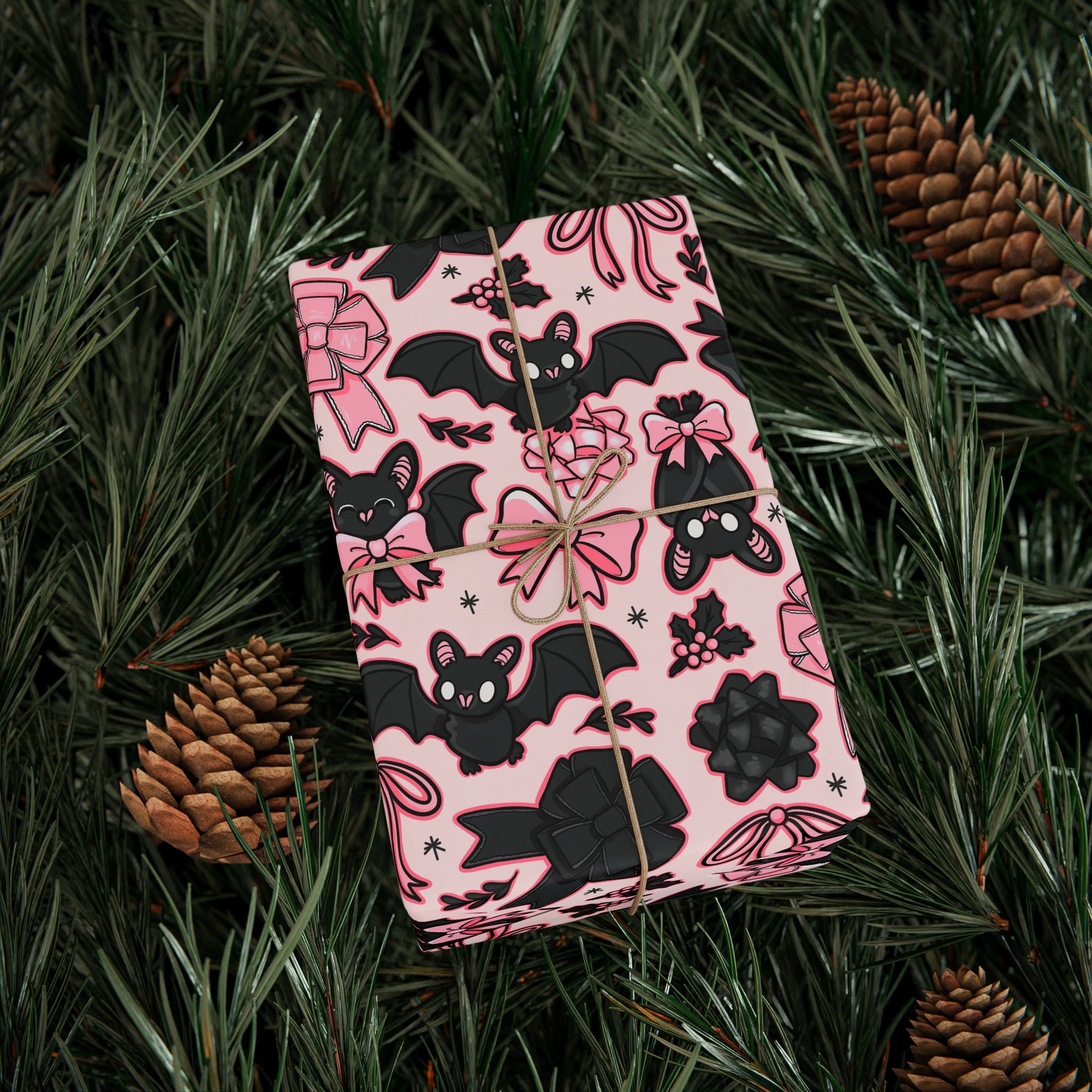 Bats & Bows Wrapping Paper, Gift Wrap for Any Occasion, Unique Gift Packaging, Eco-Friendly, Holiday Wrapping, Birthday Celebration