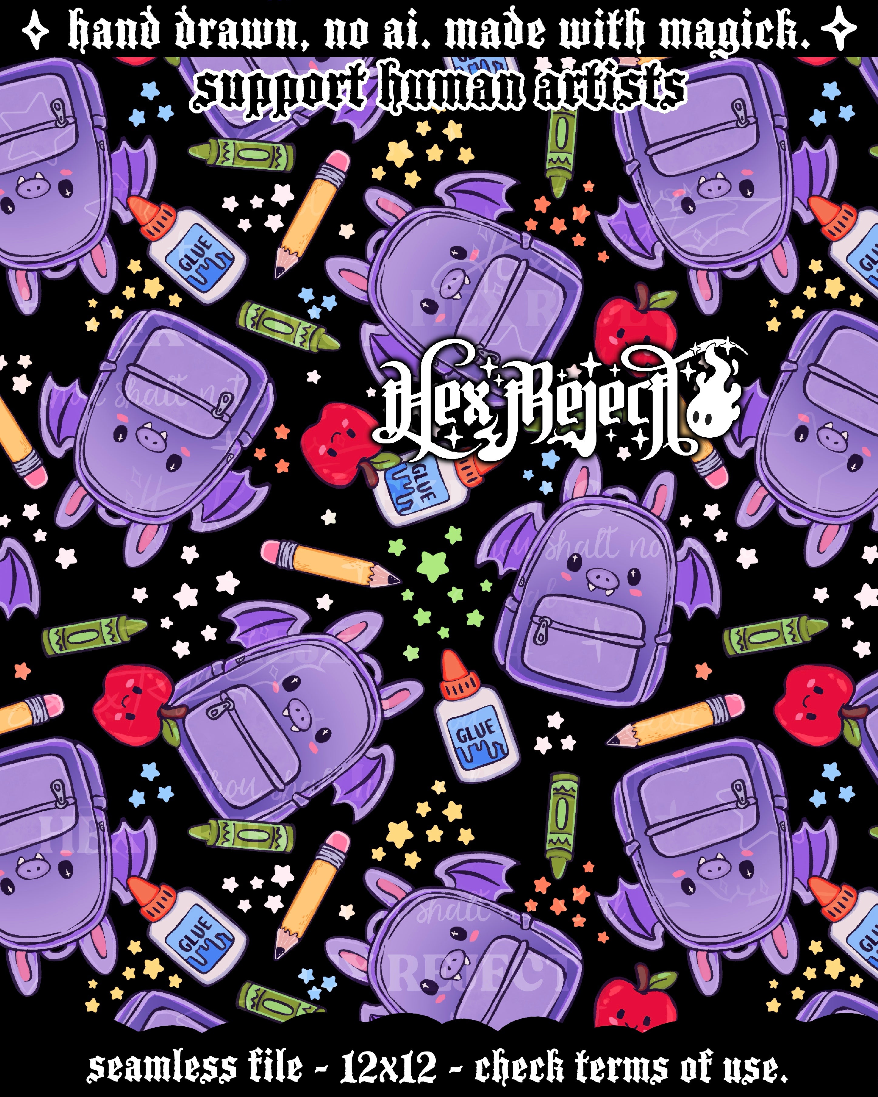 Bat to School - back to school bats - Seamless files