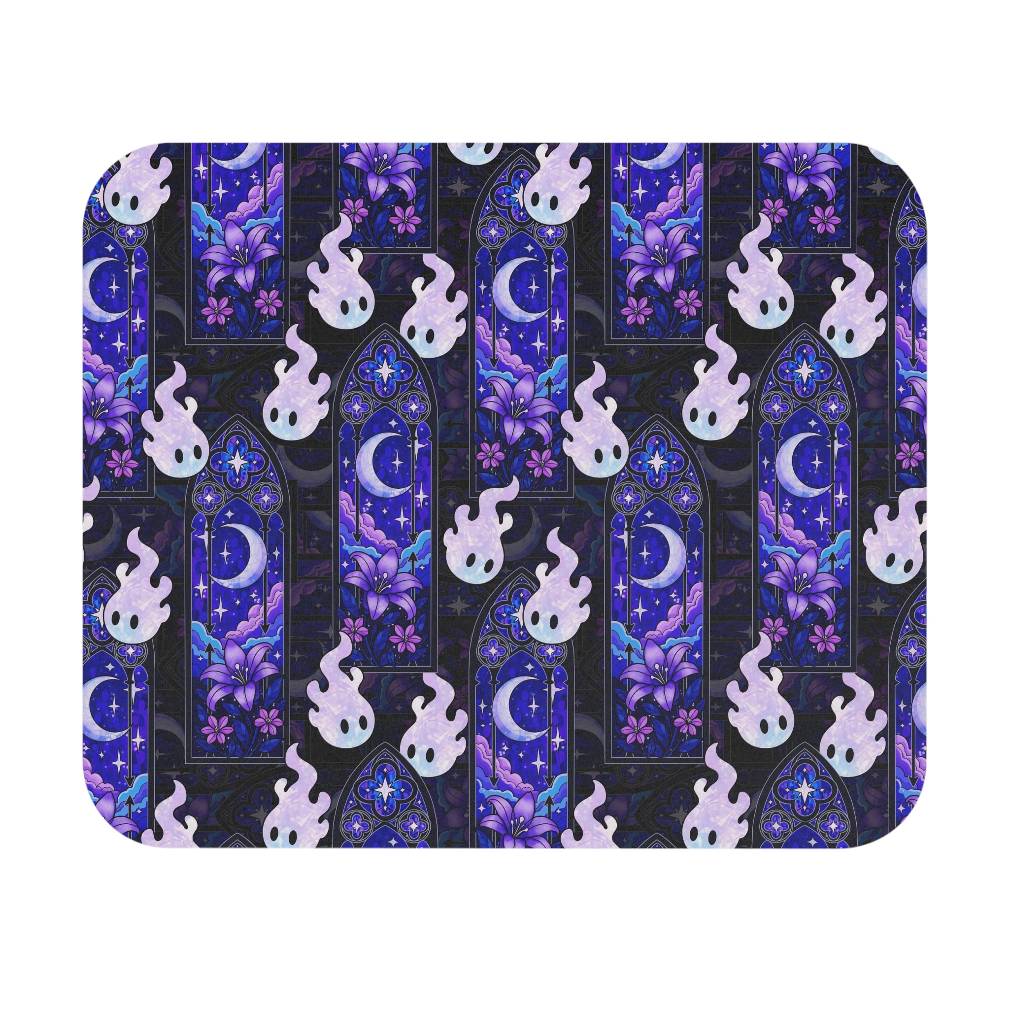 Hex Sprites Mouse Pad — Purple Stained-Glass — Gothic Cathedral Window Mousepad