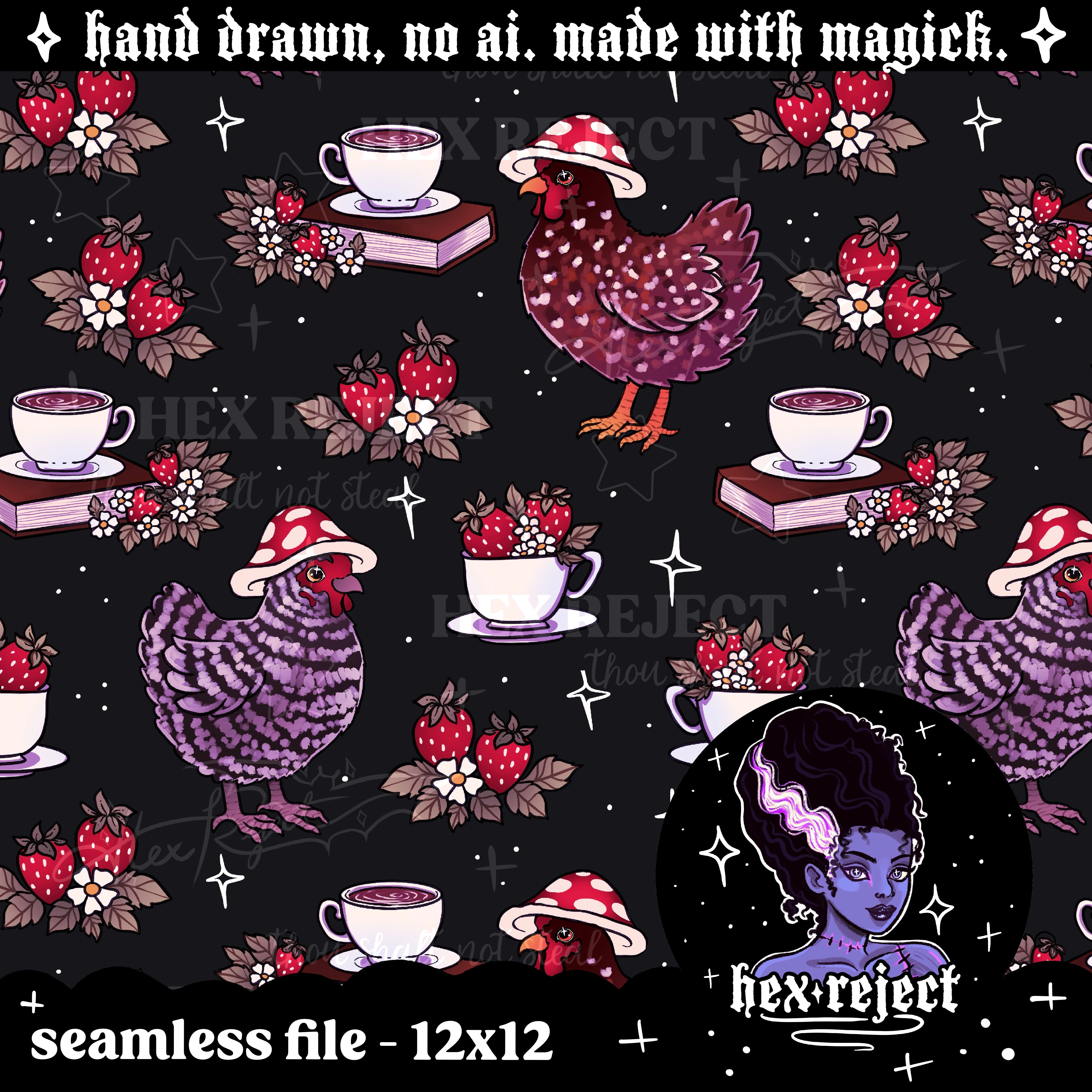 Cottage Chickens - Seamless file - small handmade shops only