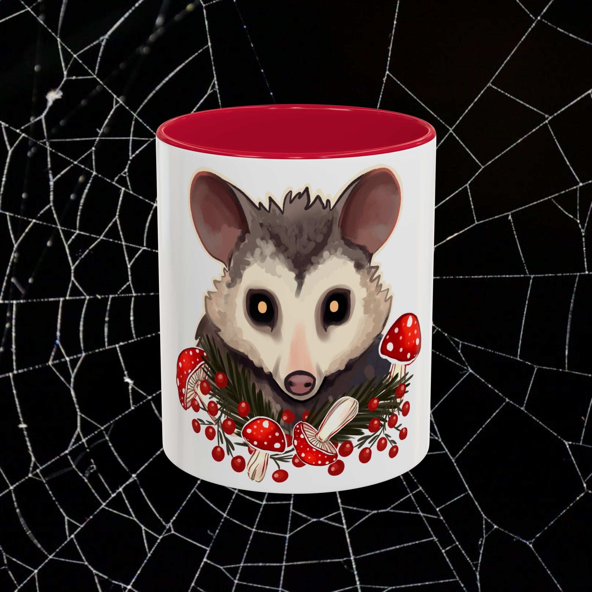 Cottage Possum Coffee Mug - 11oz & 15oz, Whimsical Floral Design for Nature Lovers