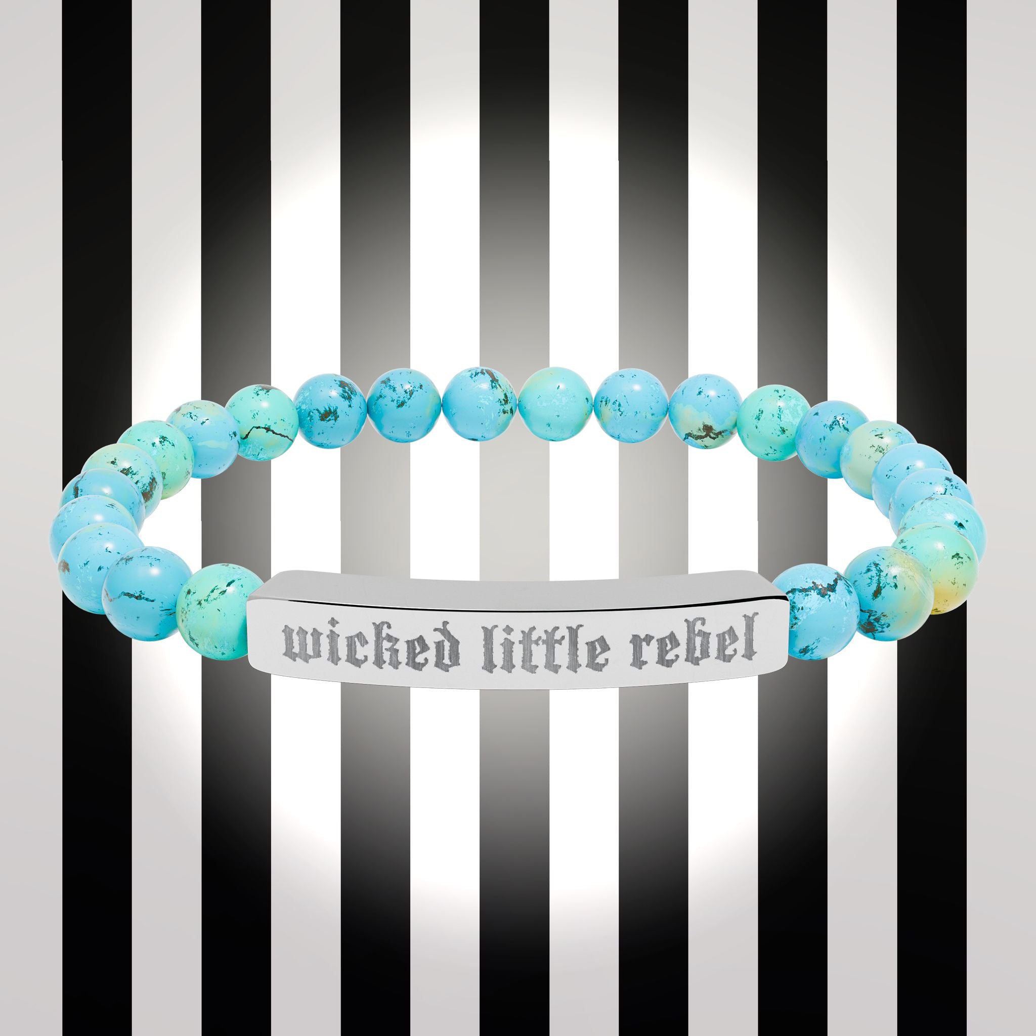 Wicked Little Rebel — Engraved Natural Stone Stretch Bracelet