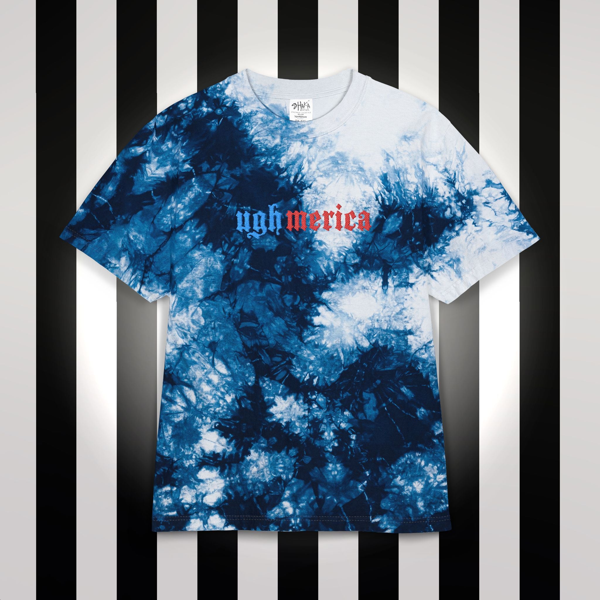 Ughmerica Oversized Tie-Dye T-Shirt — Embroidered anti-fourth of July, FDT Black & White Grunge