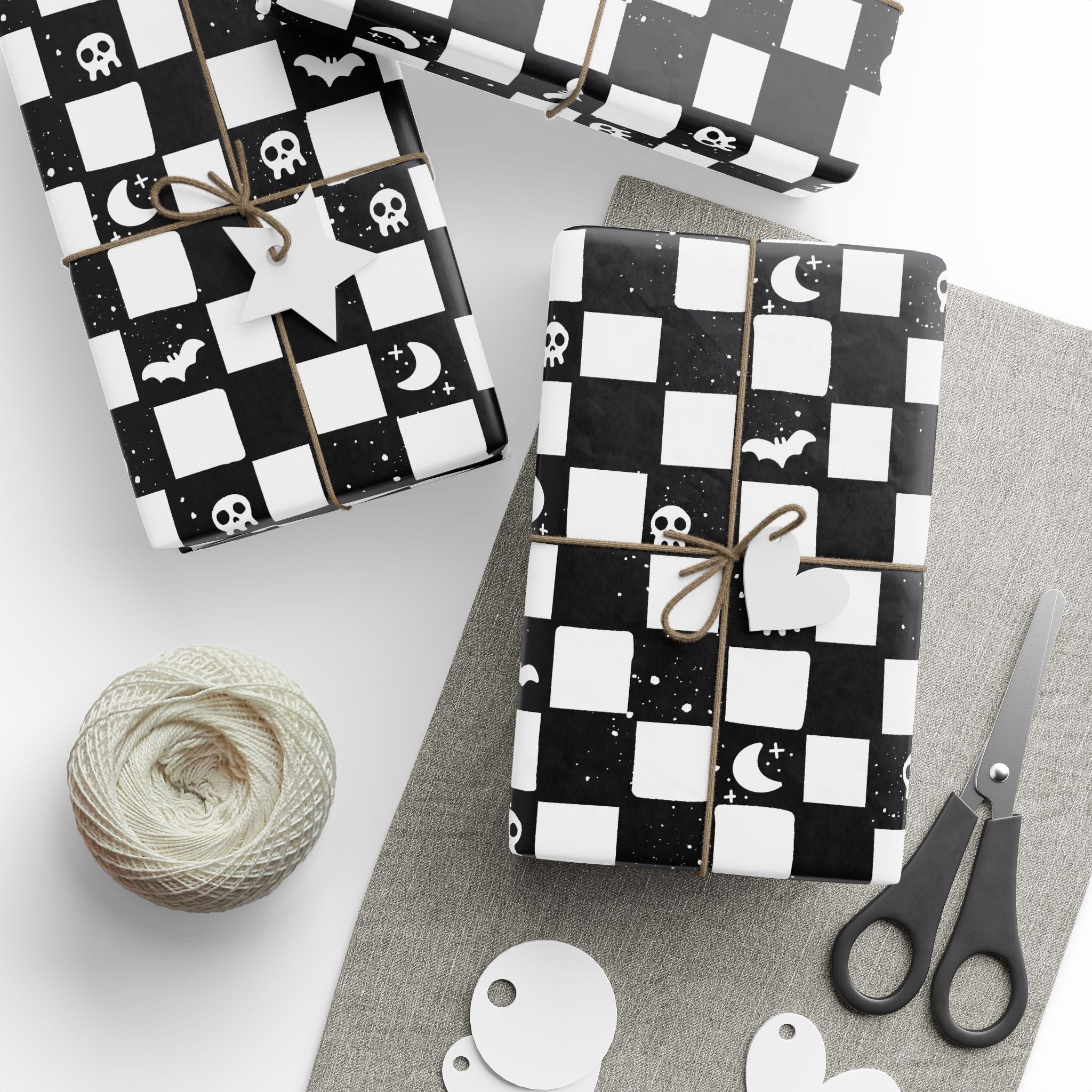 Goth Checkers Wrapping Paper, Gift Wrap for Any Occasion, Unique Gift Packaging, Eco-Friendly, Holiday Wrapping, Birthday Celebration
