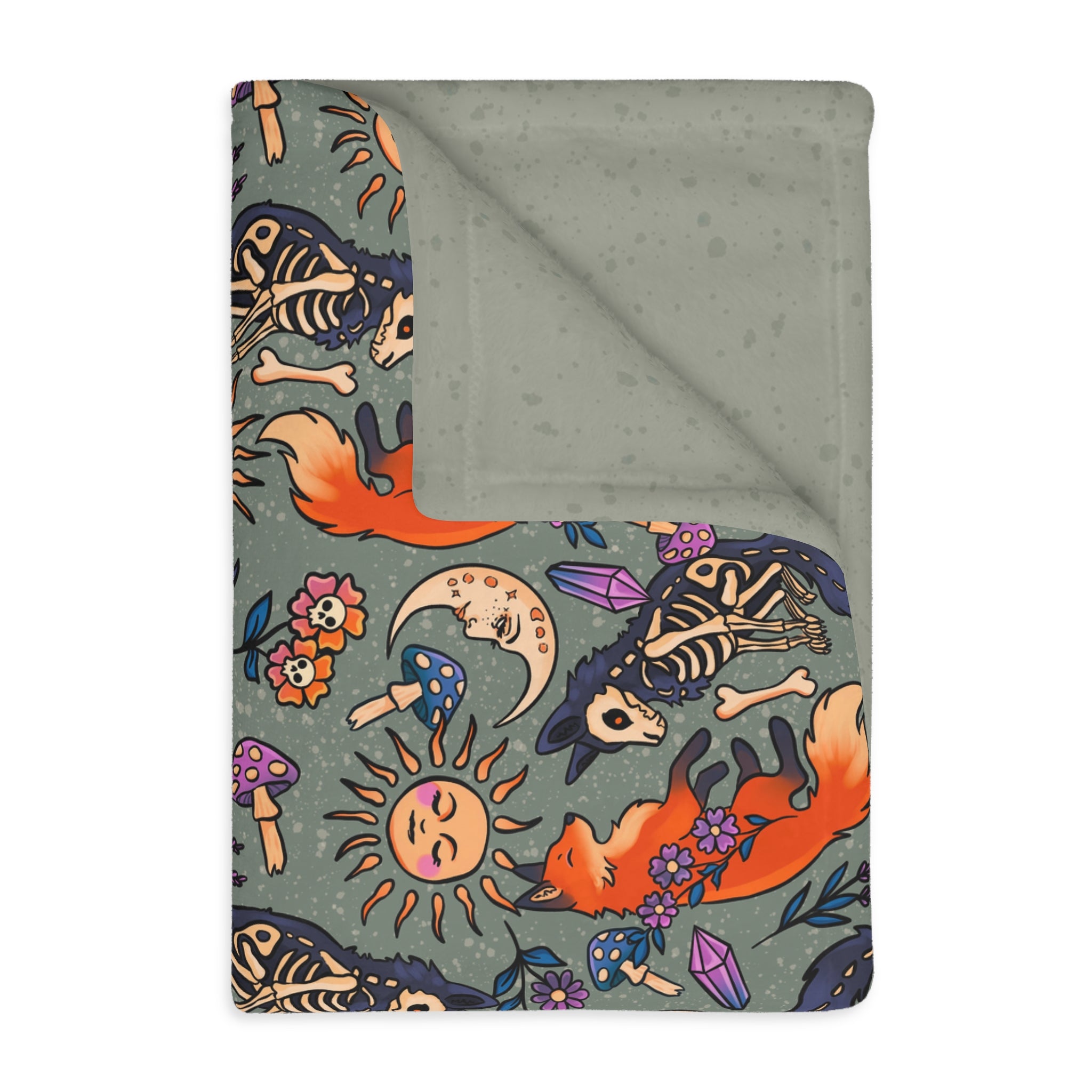 Fox Whimsy Blanket — Double Sided Reversible Velveteen Throw