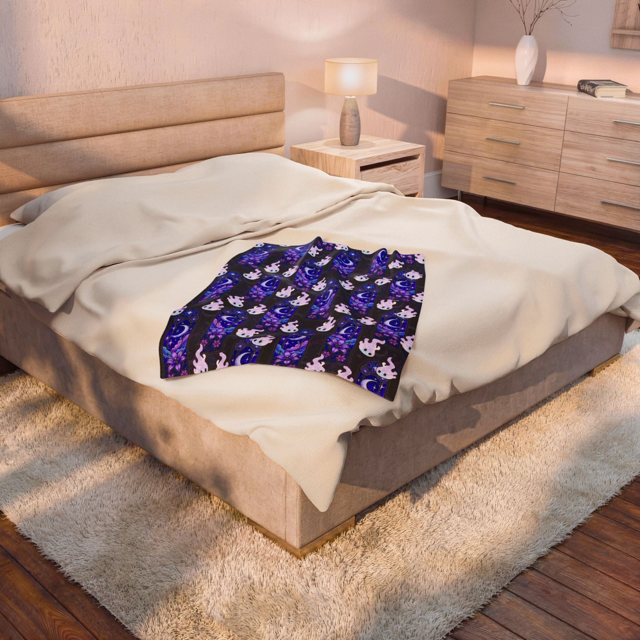 Hex Sprites - Stained Glass - Gothic Cathedral Window - Cozy Velveteen Plush Blanket