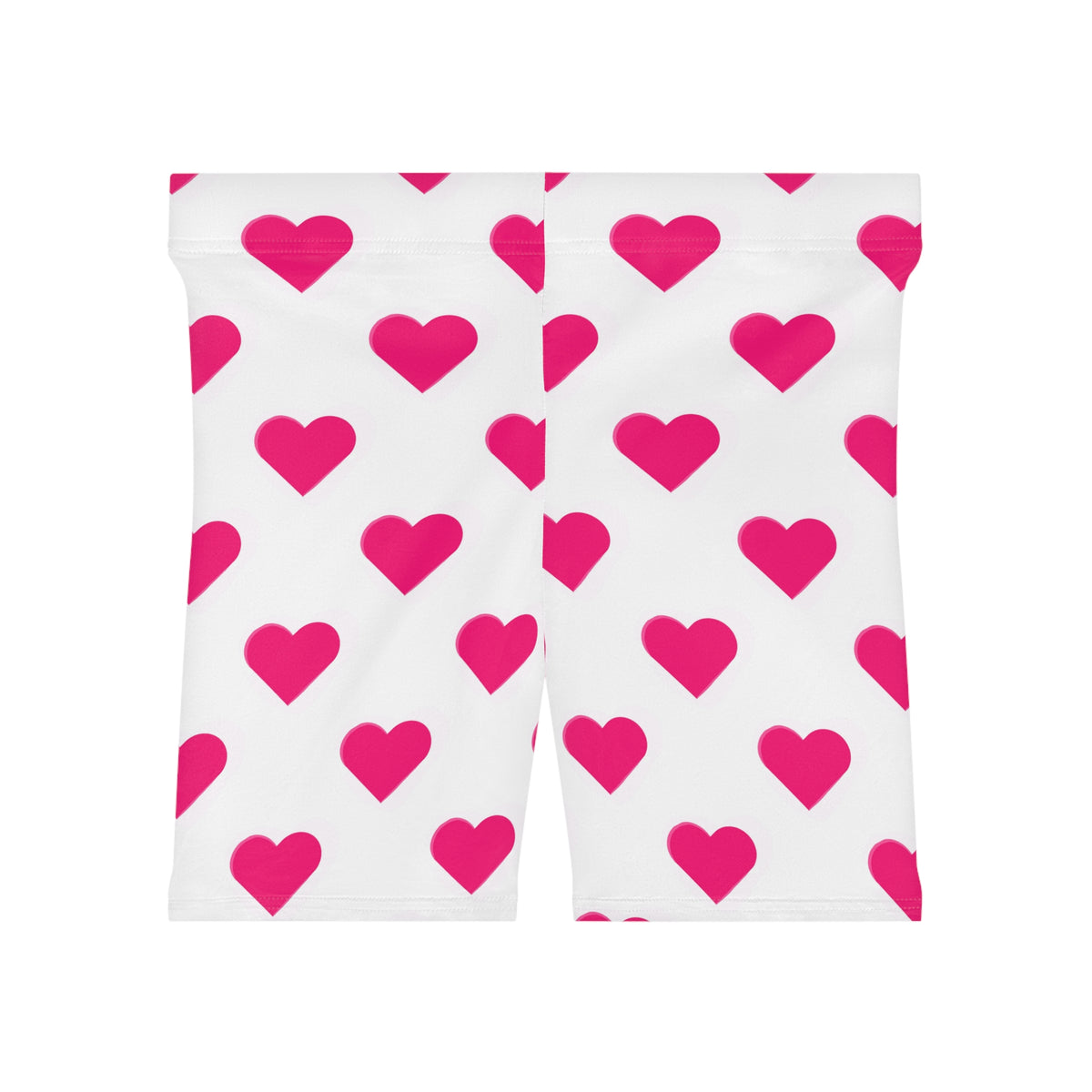 Women’s Heart Print Biker Shorts - Pink Hearts All-Over Print