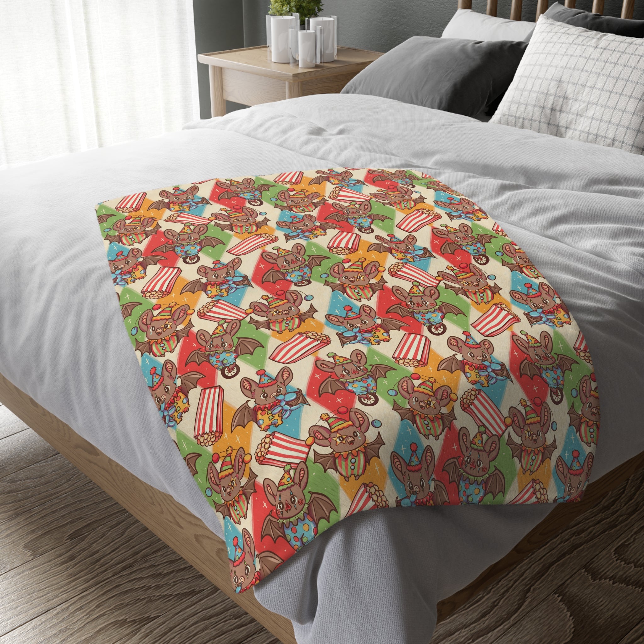Circus Bats Blanket — Double Sided Reversible Velveteen Throw